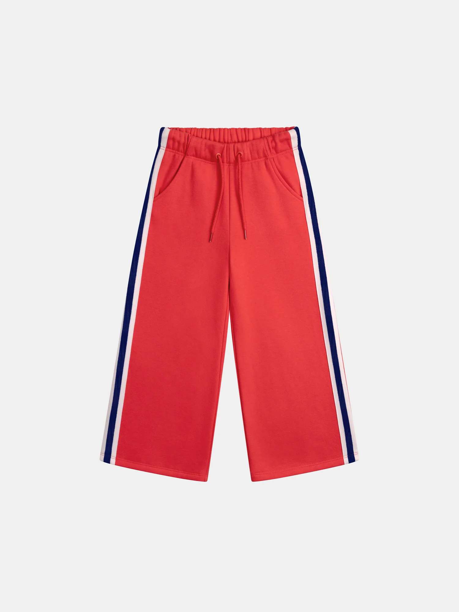 Pantaloni rossi in felpa con strisce colorate per ragazze