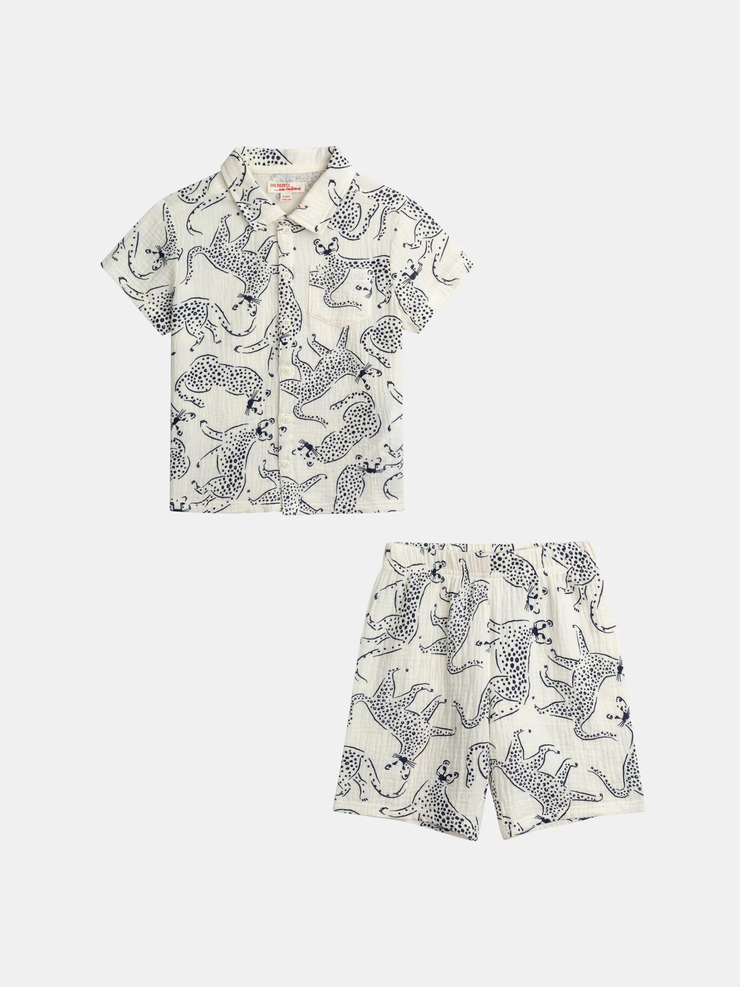 Pigiama corto tipo camicia con stampa di "Leopardi Blu" per bambini