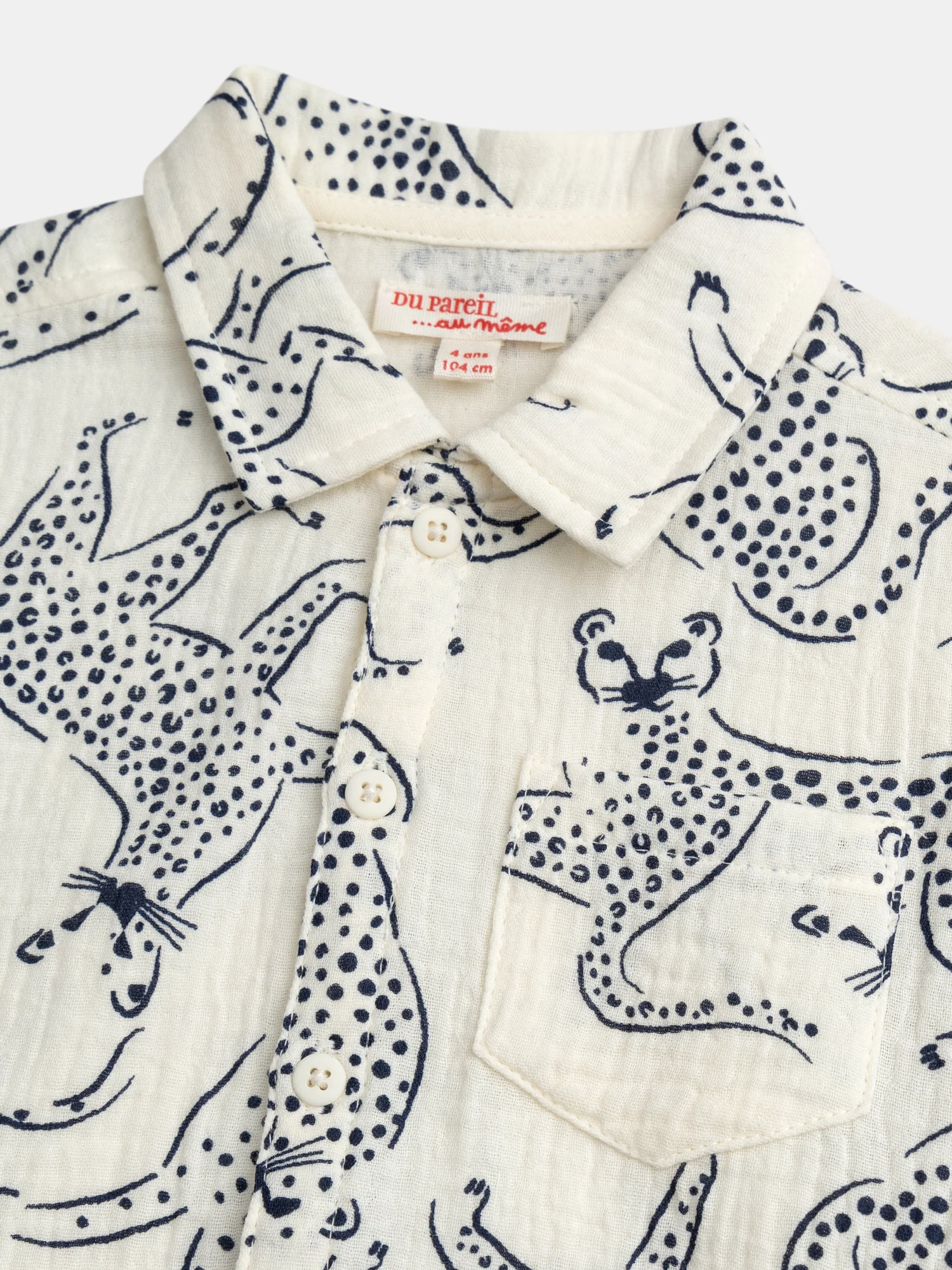 Pigiama corto tipo camicia con stampa di "Leopardi Blu" per bambini - Image 6