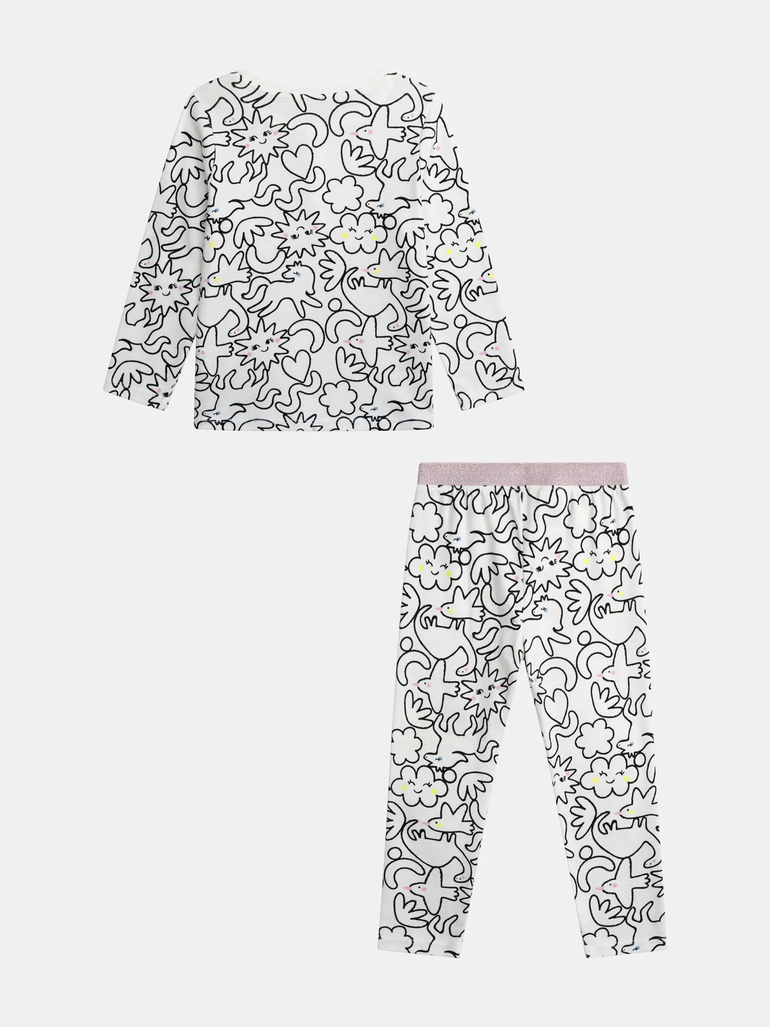 Pigiama lungo color crema con stampa integrale "DREAM" per bambina - Image 10