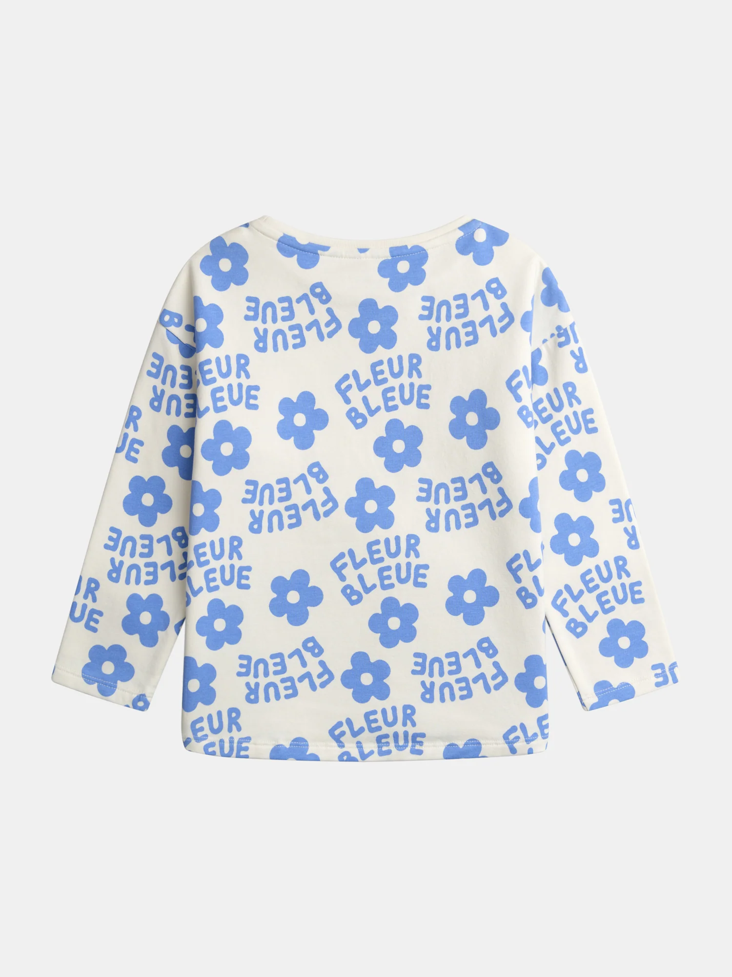Pigiama ecru con stampa floreale blu per ragazze - Image 5