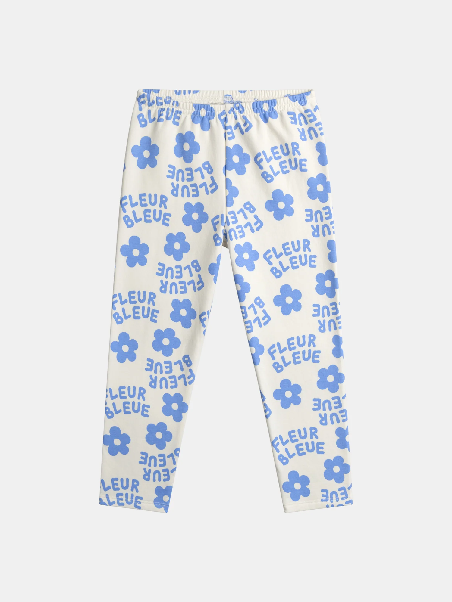 Pigiama ecru con stampa floreale blu per ragazze - Image 6
