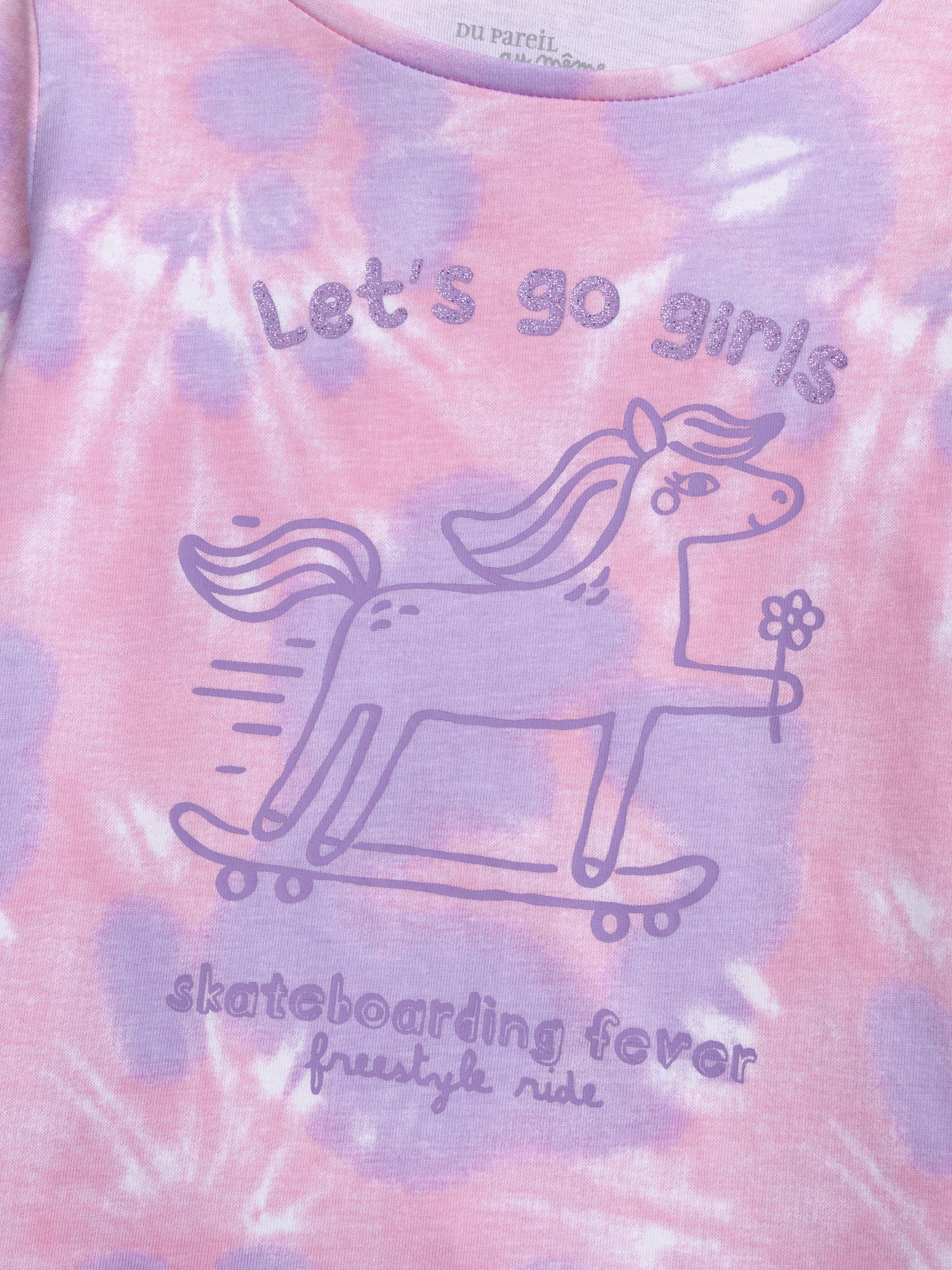 Pigiama Tie-Dye Viola con Motivo 'Pony Skateboarding Fever' per Ragazze - Image 6