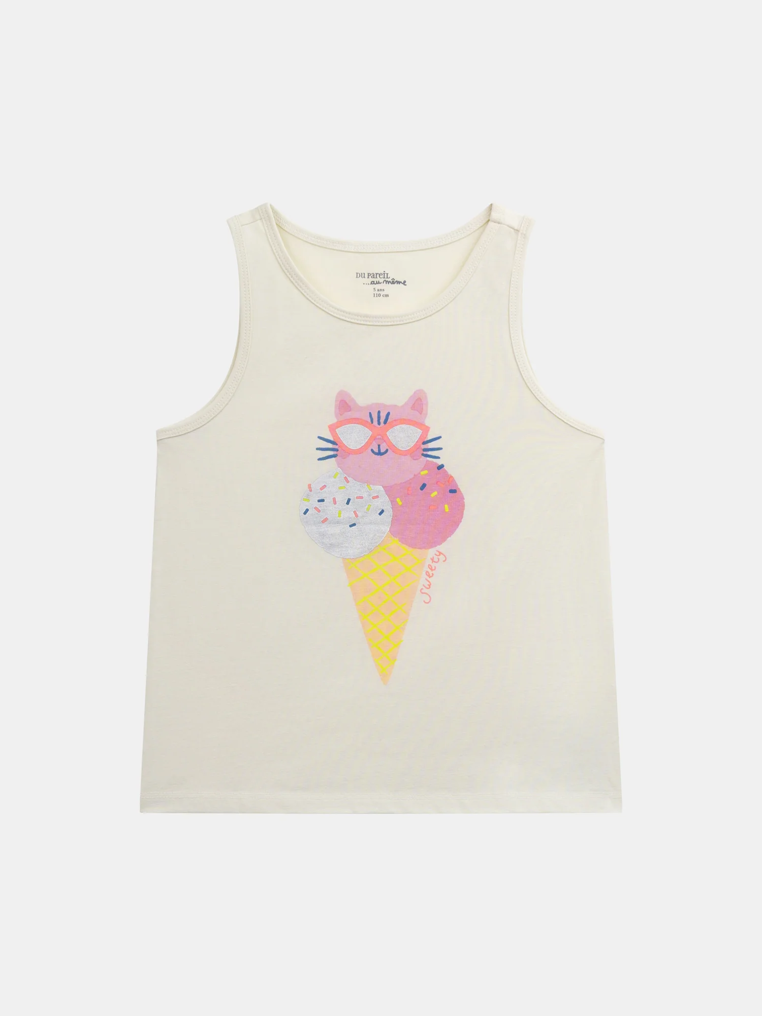 Pigiama senza maniche con stampa "Gatto Gelato" per ragazze - Image 2