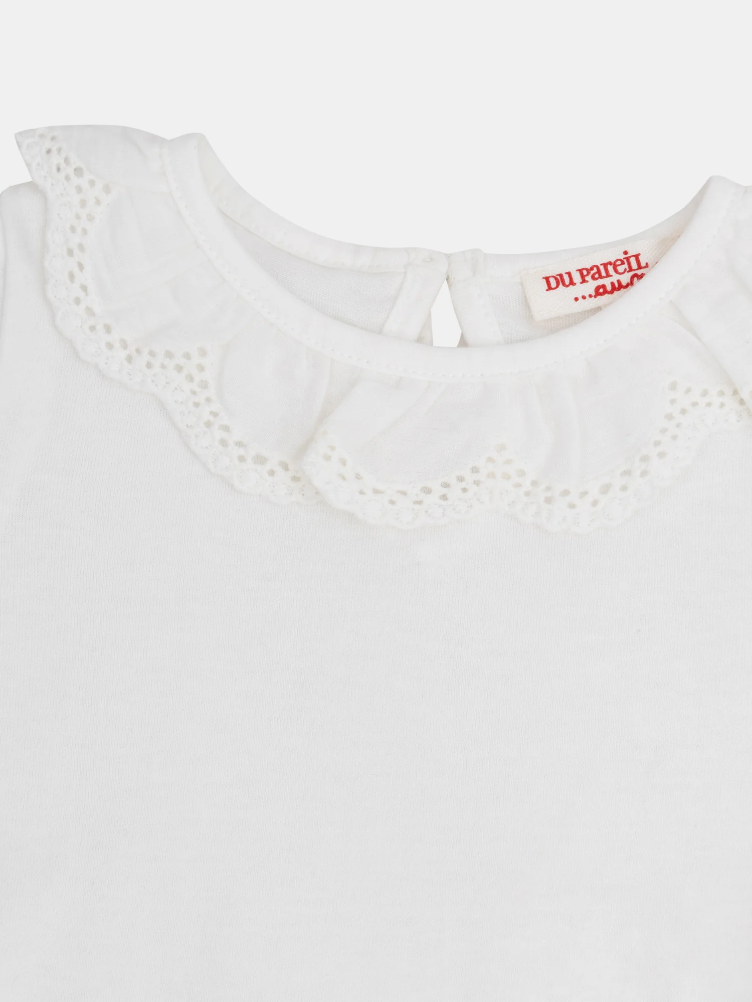 Reggiseno rosa polveroso con colletto ricamato e arricciato per bambina - Image 2