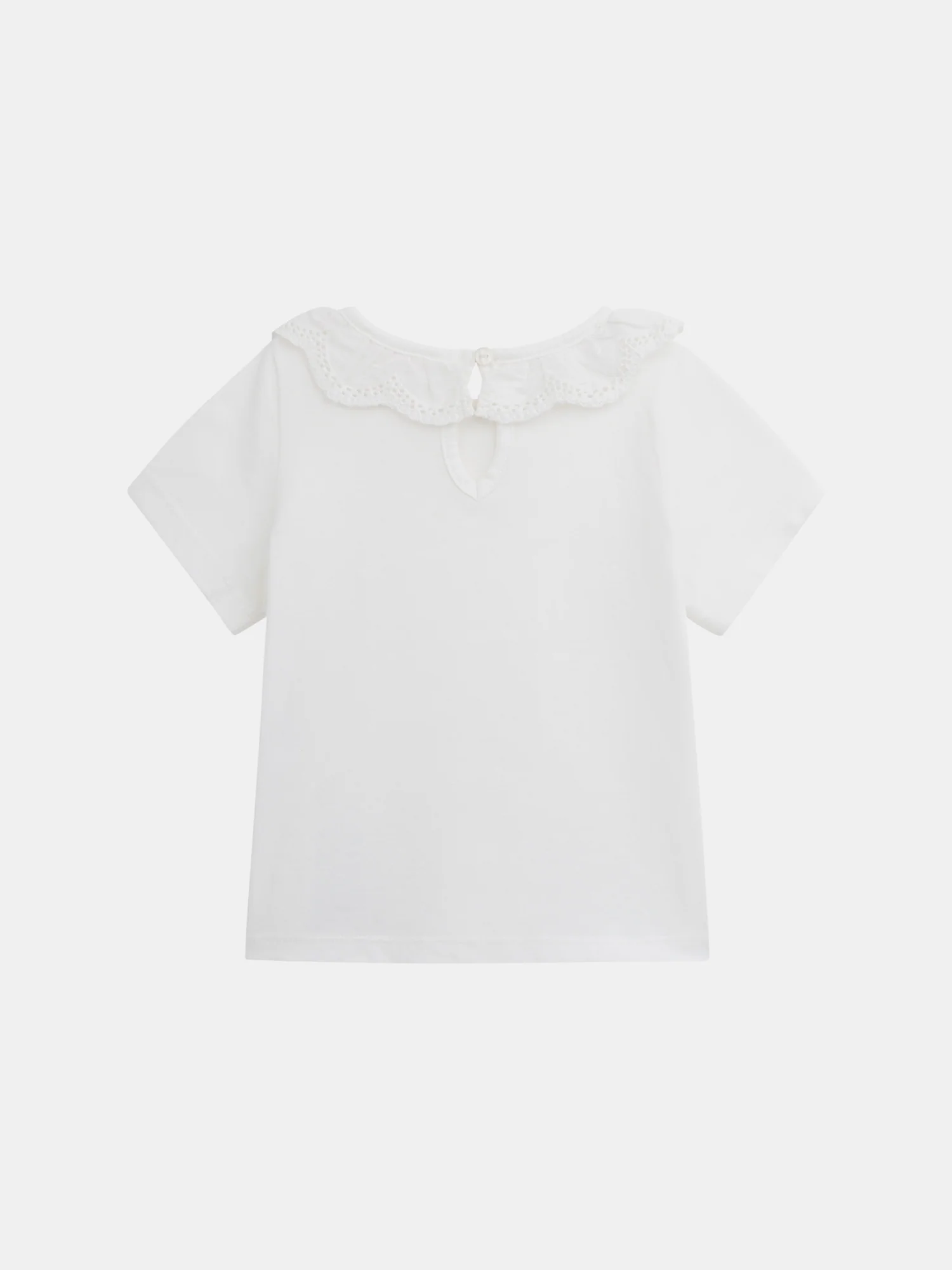Reggiseno rosa polveroso con colletto ricamato e arricciato per bambina - Image 3