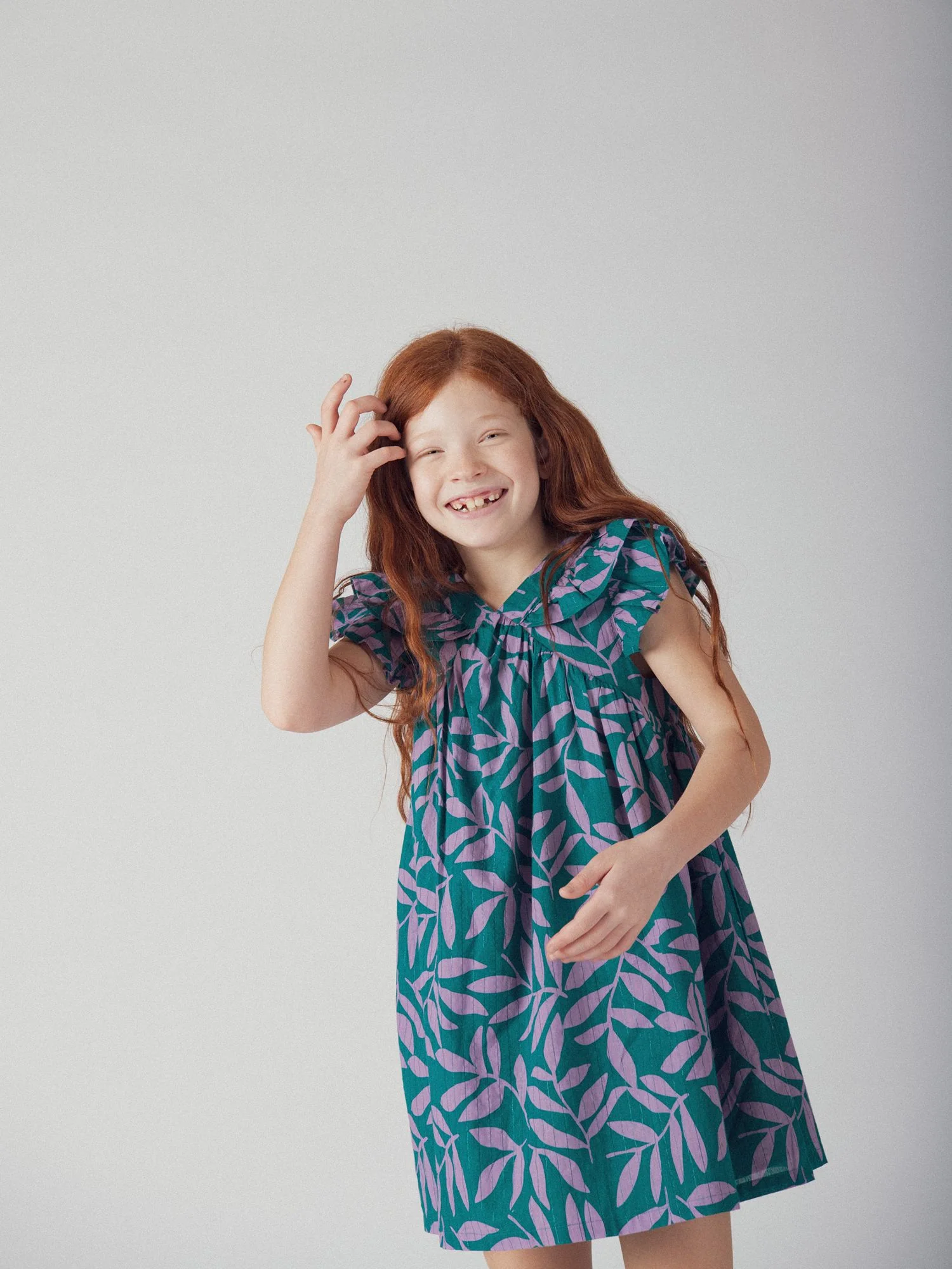 Robe verte à imprimé floral pour fille - Image 3