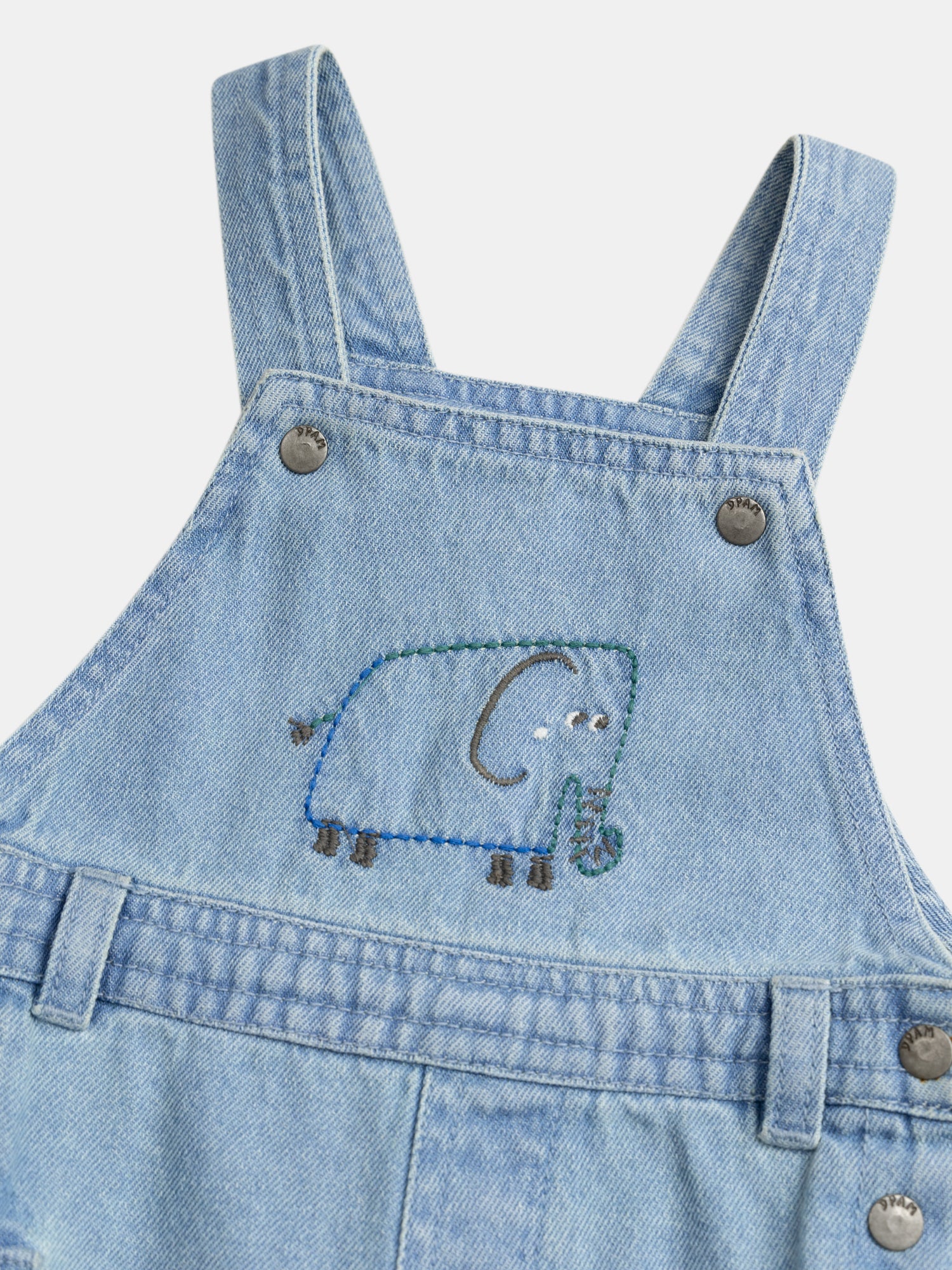 Salopette corta in denim chiaro con motivo "Elefante" per neonati maschi - Image 5