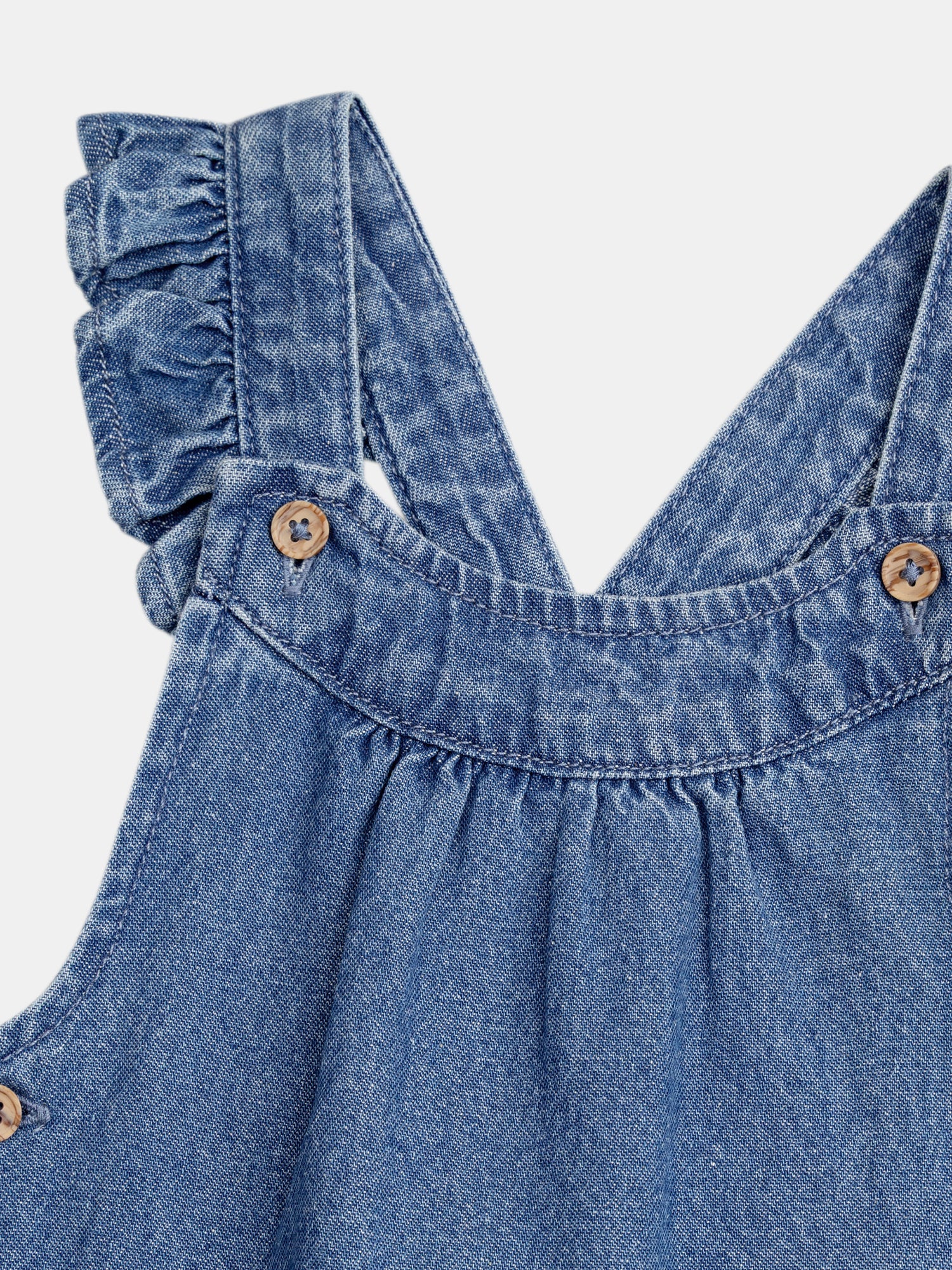 Salopette in denim con tasche a forma di cuore ricamate per bambina - Image 3