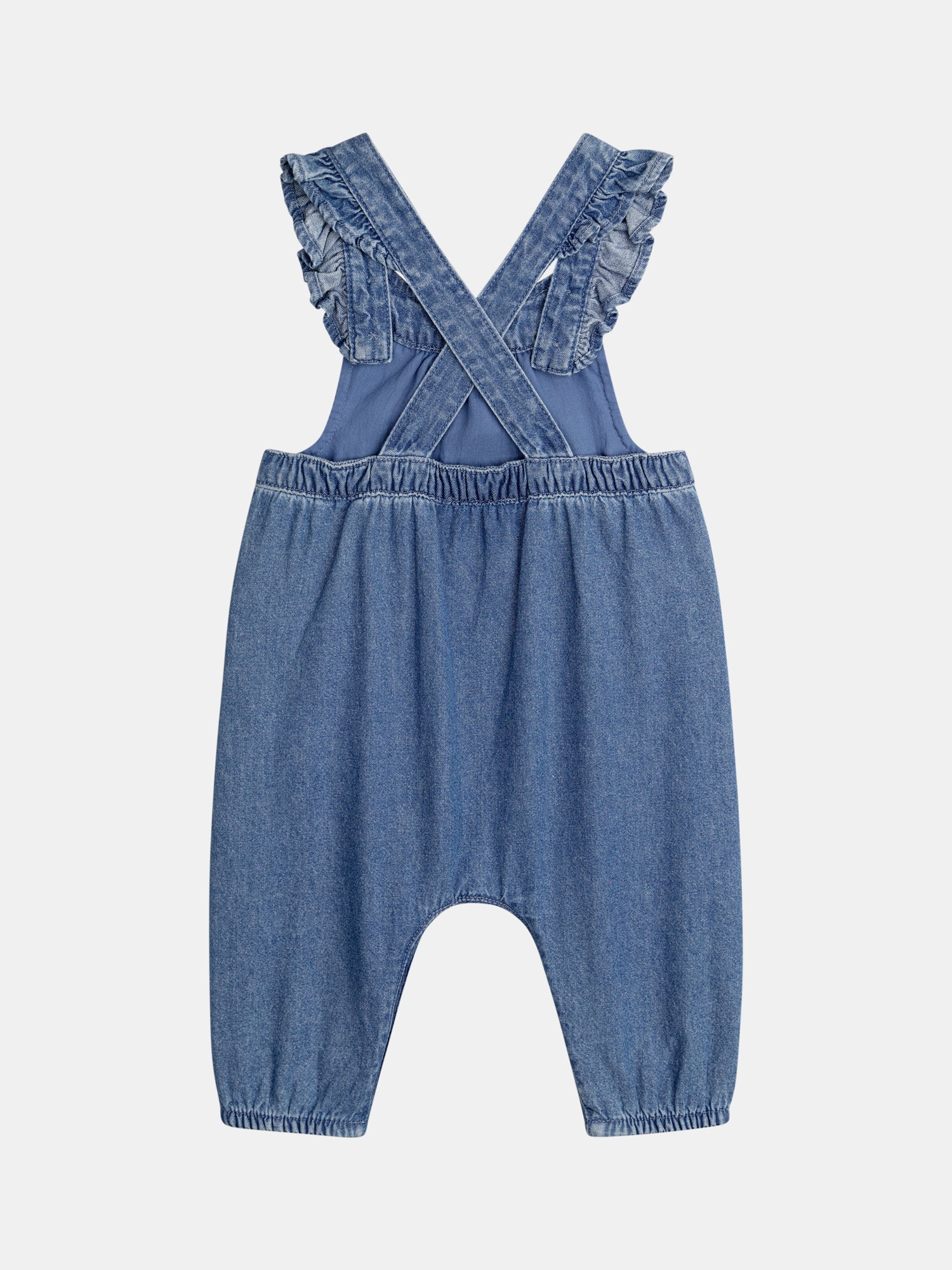 Salopette in denim con tasche a forma di cuore ricamate per bambina - Image 4