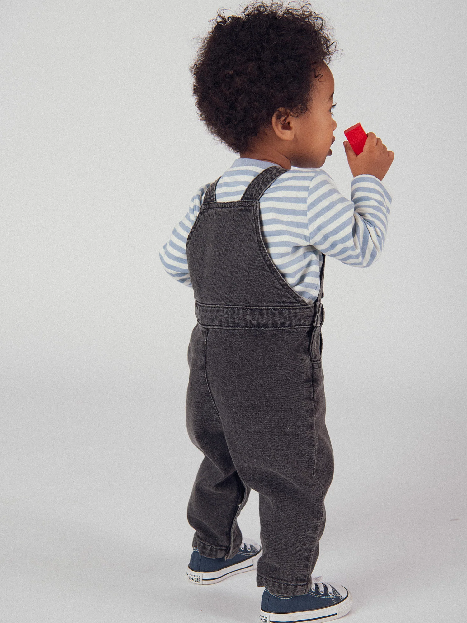 Salopette in denim grigia "Dinosauro" per bambino - Image 5