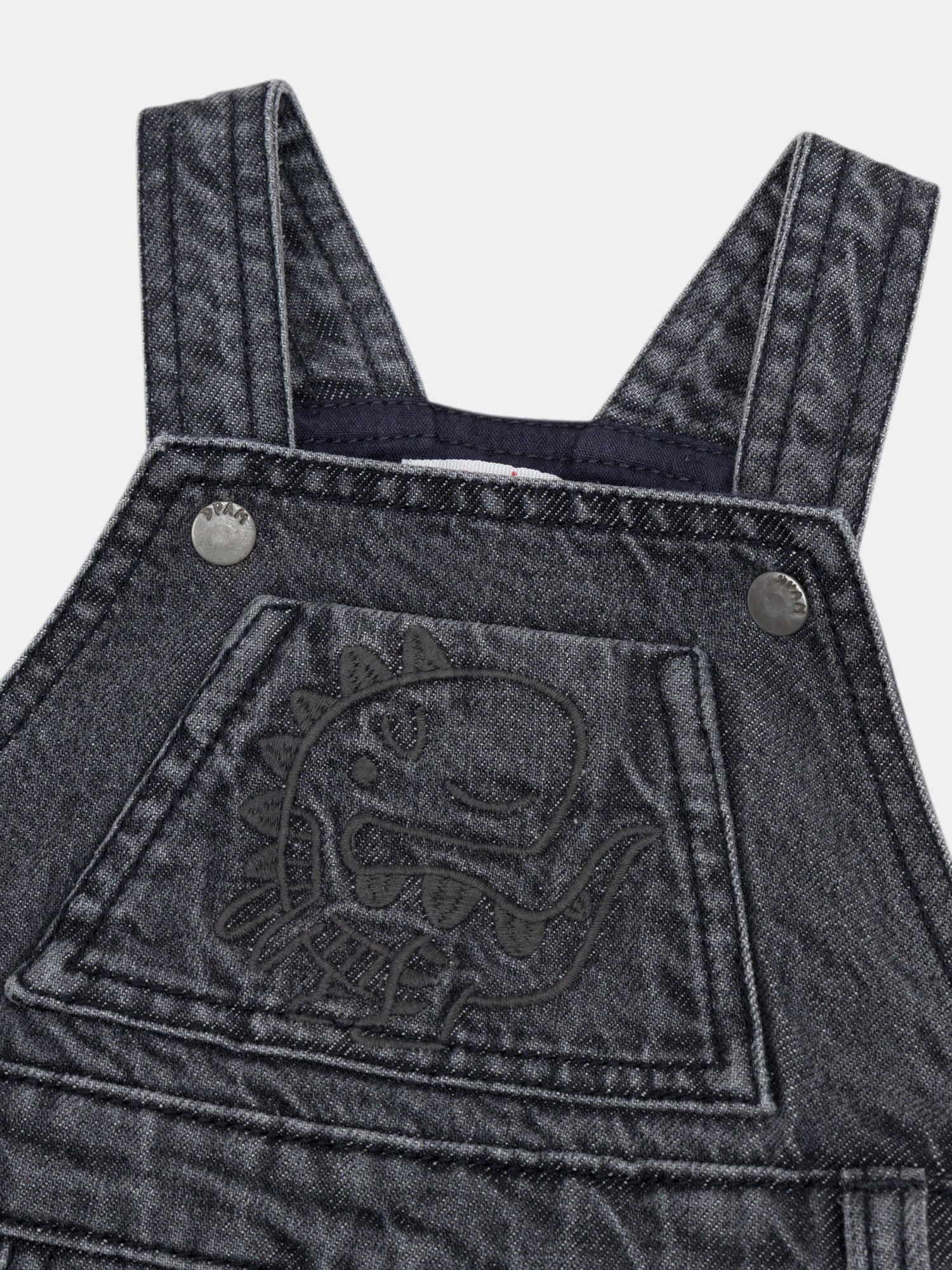 Salopette in denim grigia "Dinosauro" per bambino - Image 6