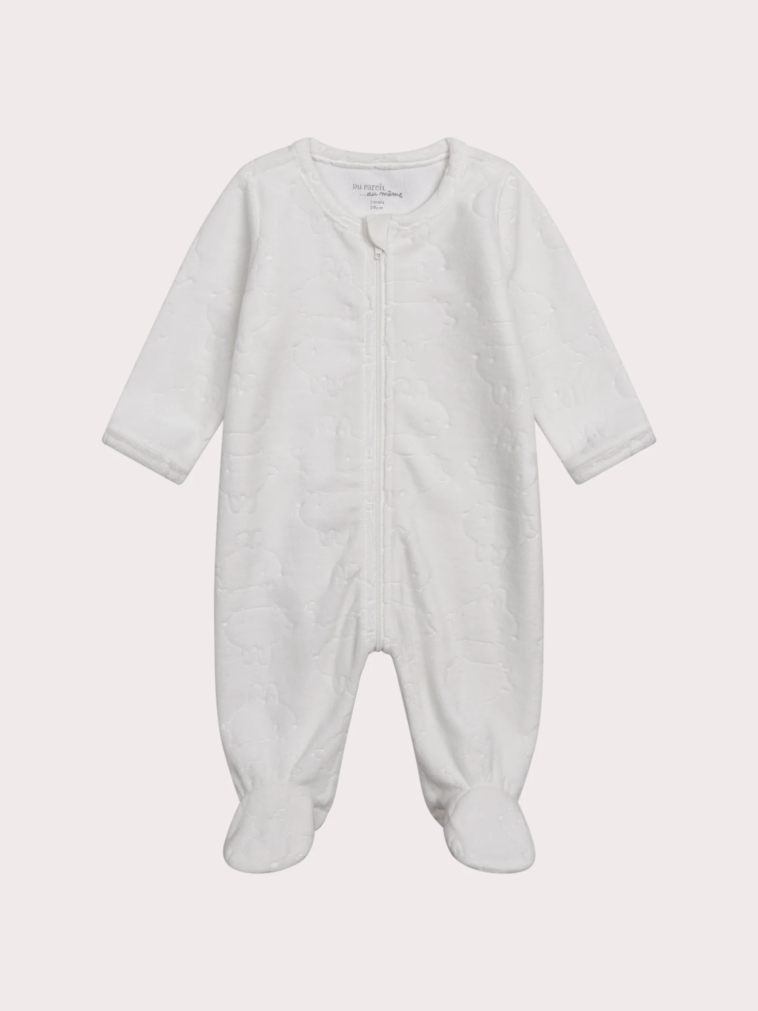 Salopette neonato in velluto bianco fantasia