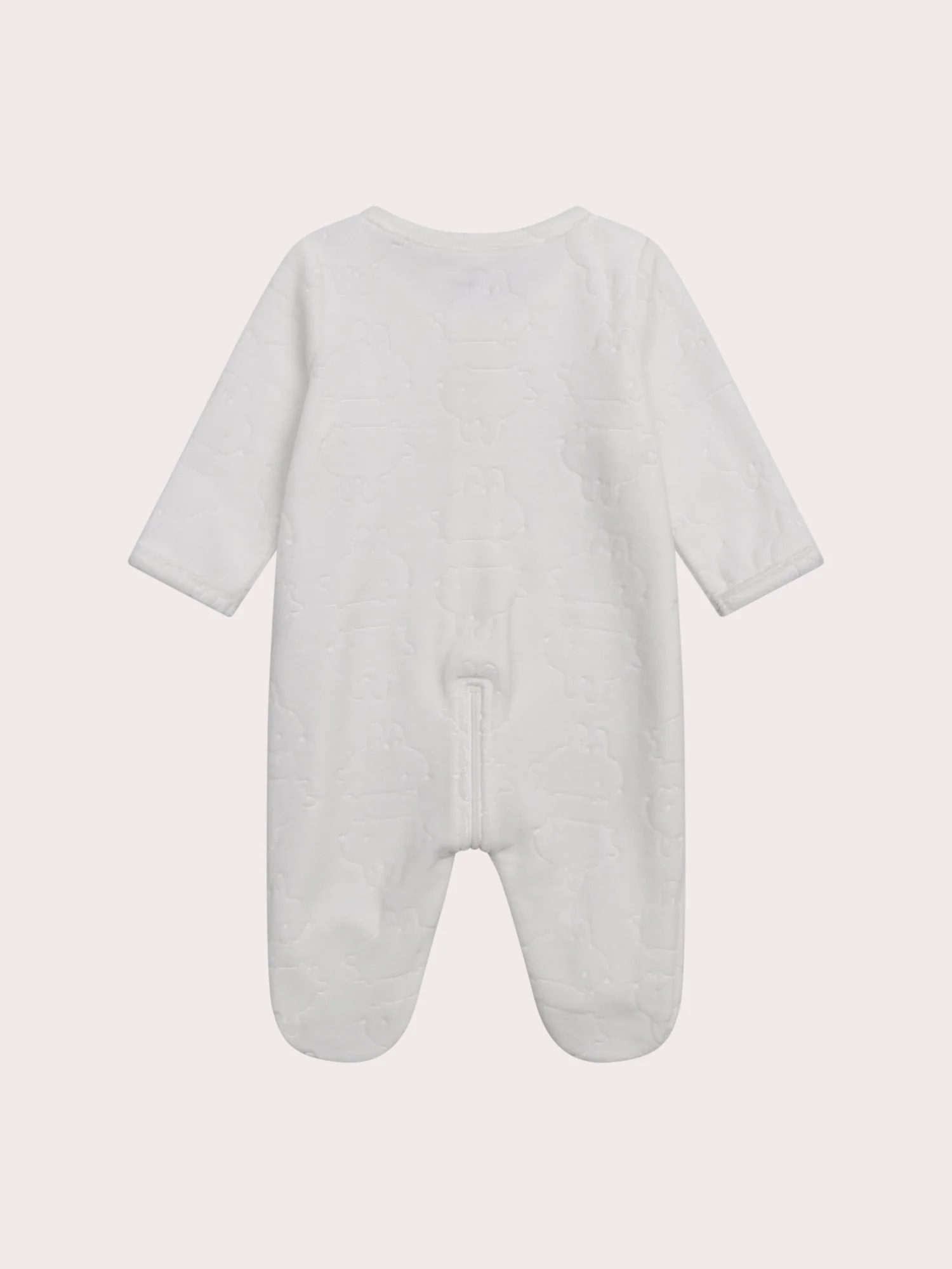 Salopette neonato in velluto bianco fantasia - Image 3