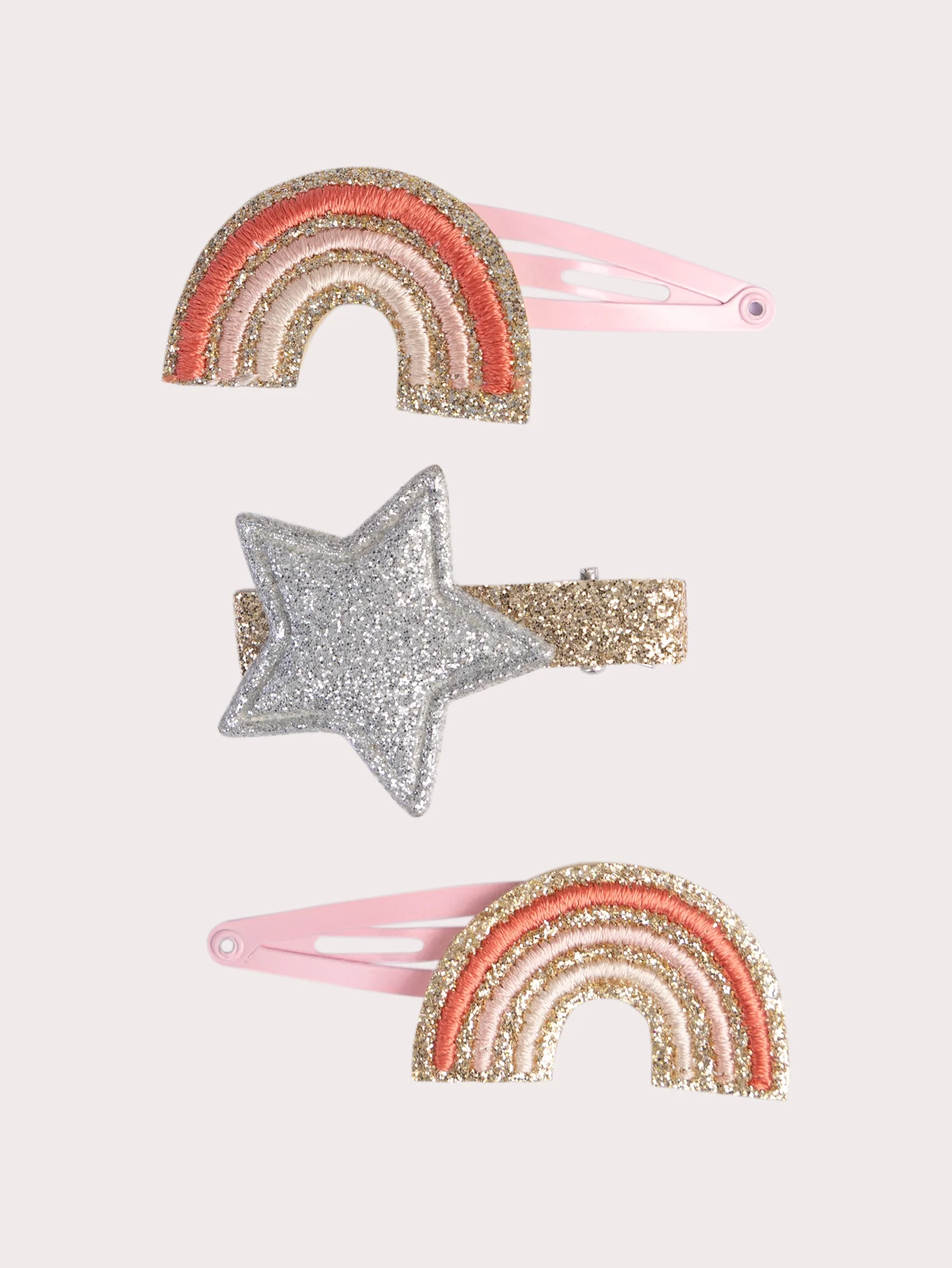 Set di 3 pinze a capelli stella e arcobaleno per ragazze