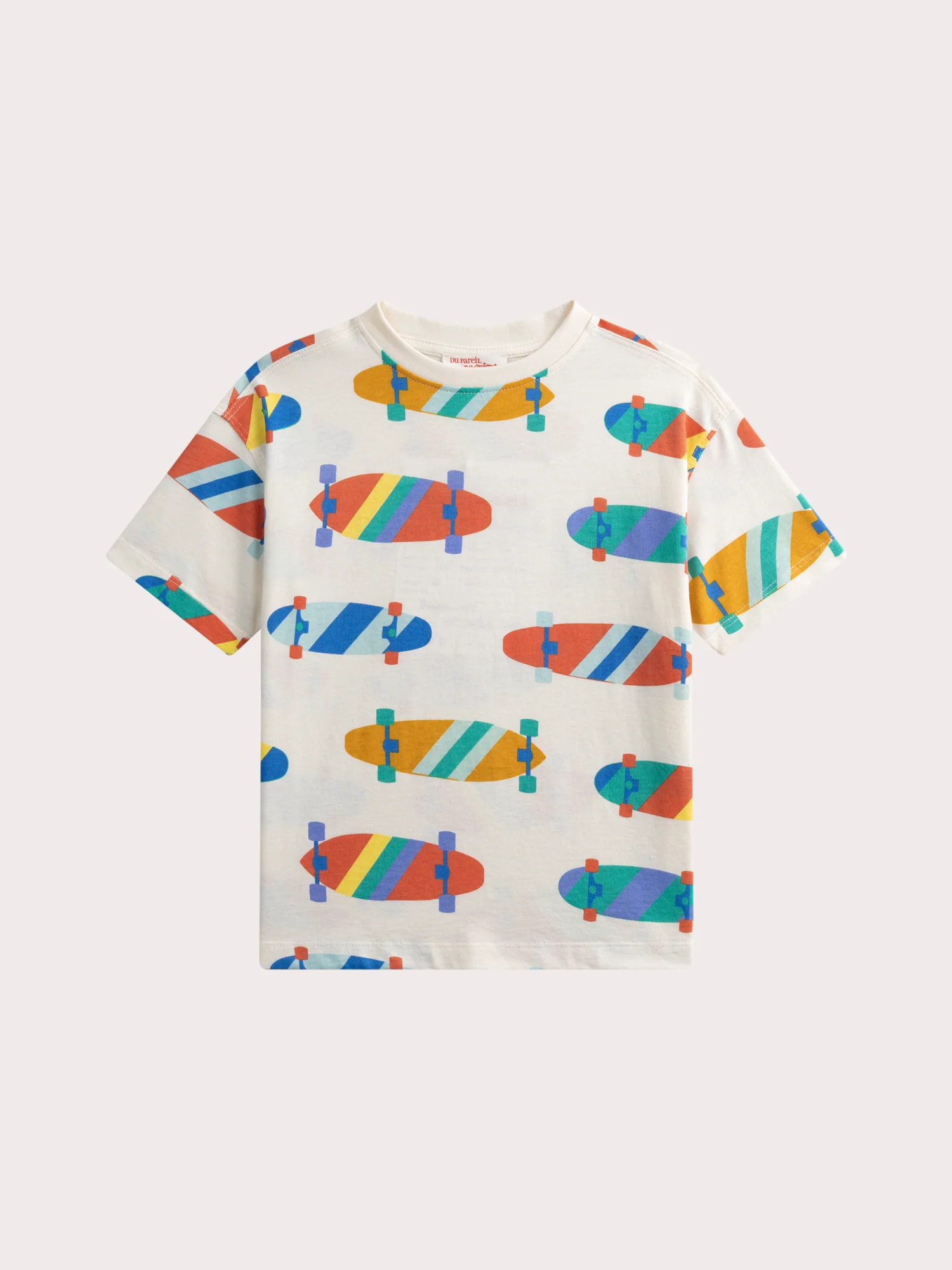 Set T-Shirt con stampa skateboard e pantaloni corti senape - Image 3