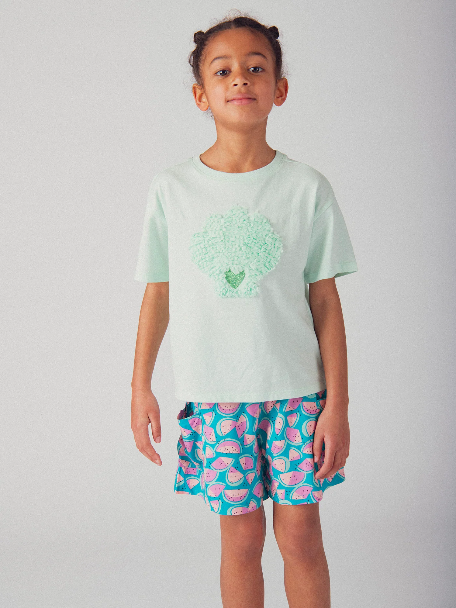 Short blu con stampa di angurie per ragazze - Image 2