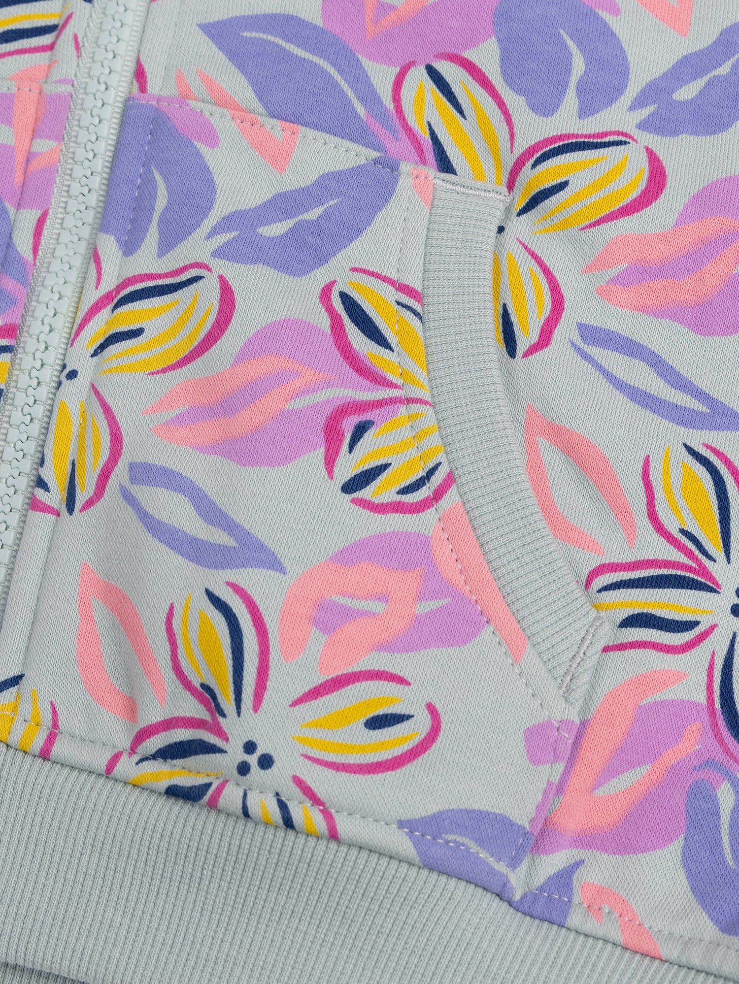 Felpa blu con zip e stampa floreale - Image 2
