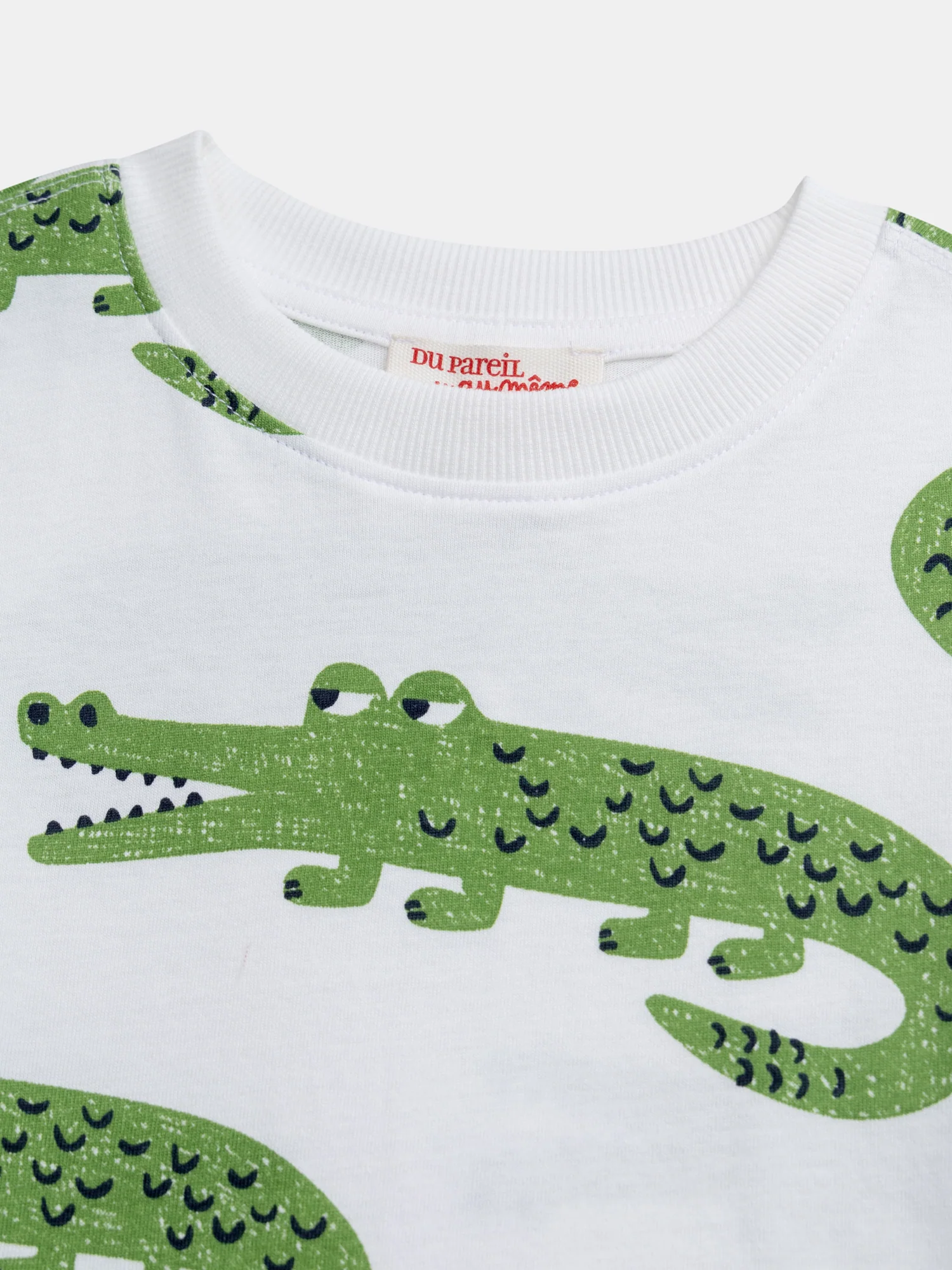 T-shirt a maniche corte ecru con stampa di coccodrilli per ragazzi - Image 3