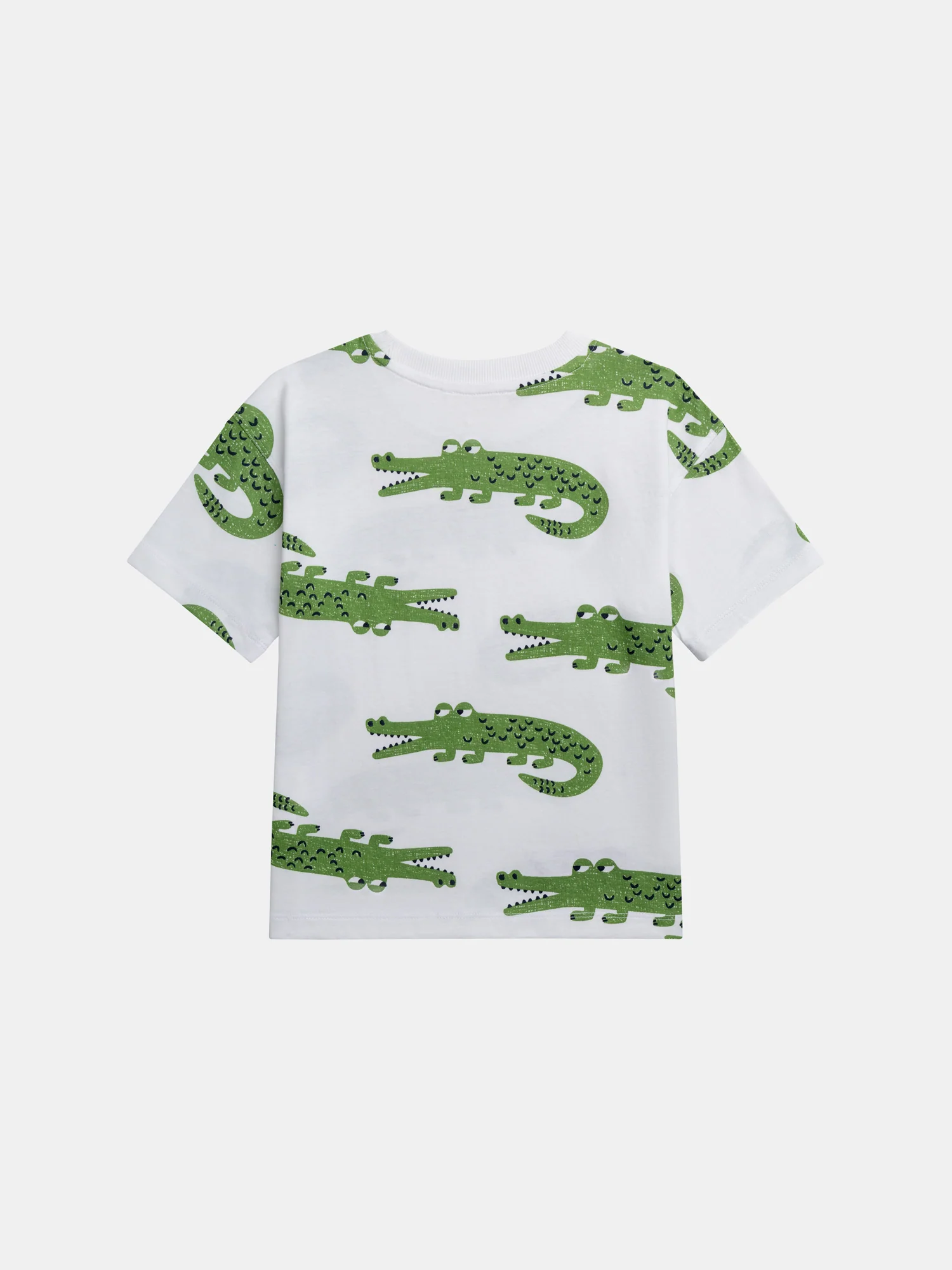 T-shirt a maniche corte ecru con stampa di coccodrilli per ragazzi - Image 4