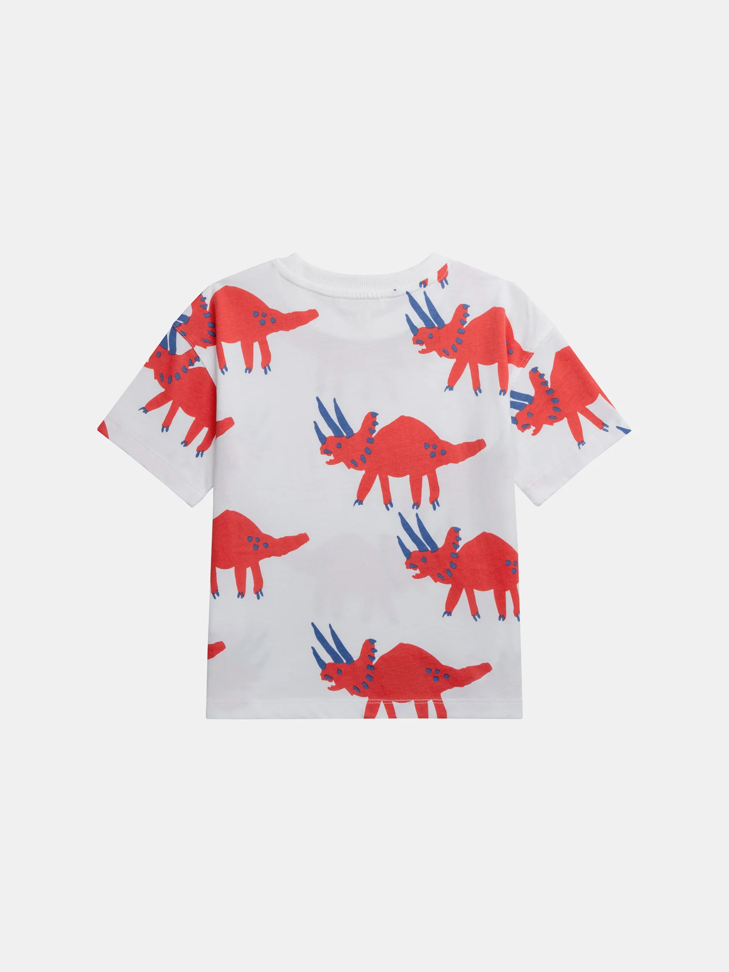 T-shirt a maniche corte ecru con stampa di dinosauro per ragazzi - Image 4