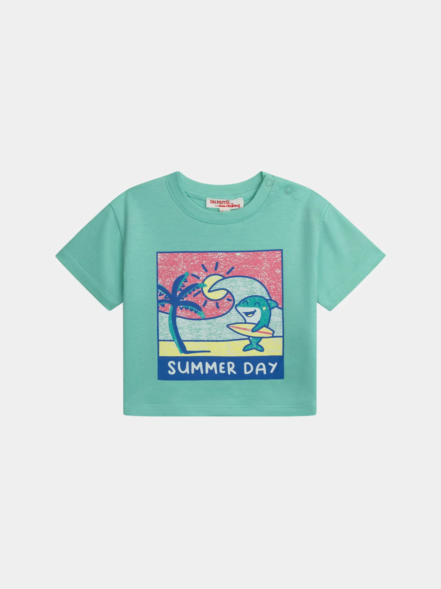 T-shirt verde acqua "Summer Day" per bambino