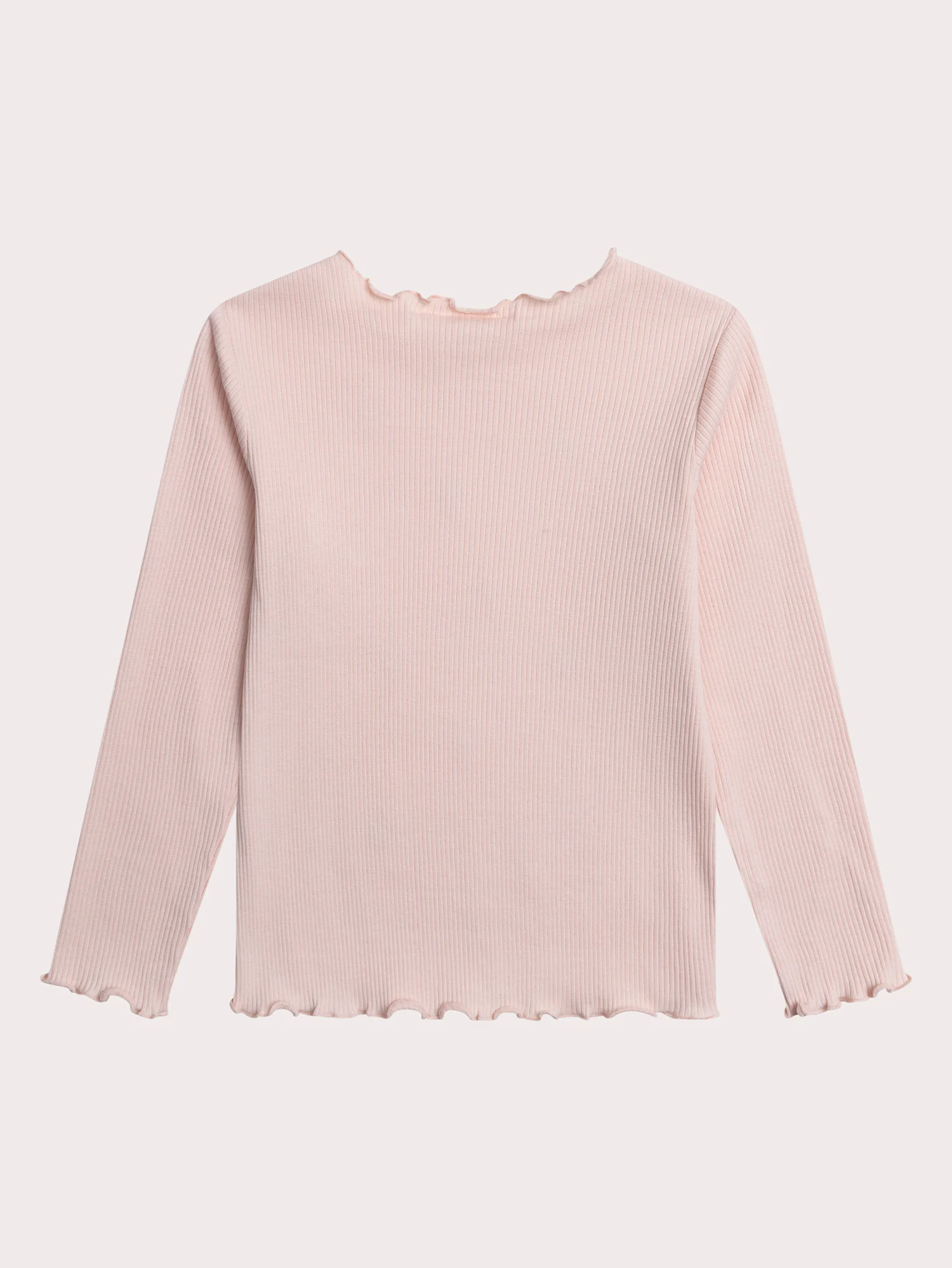 T-shirt a Maniche Lunghe Rosa Pàlido con Ricami a Cuori - Image 3