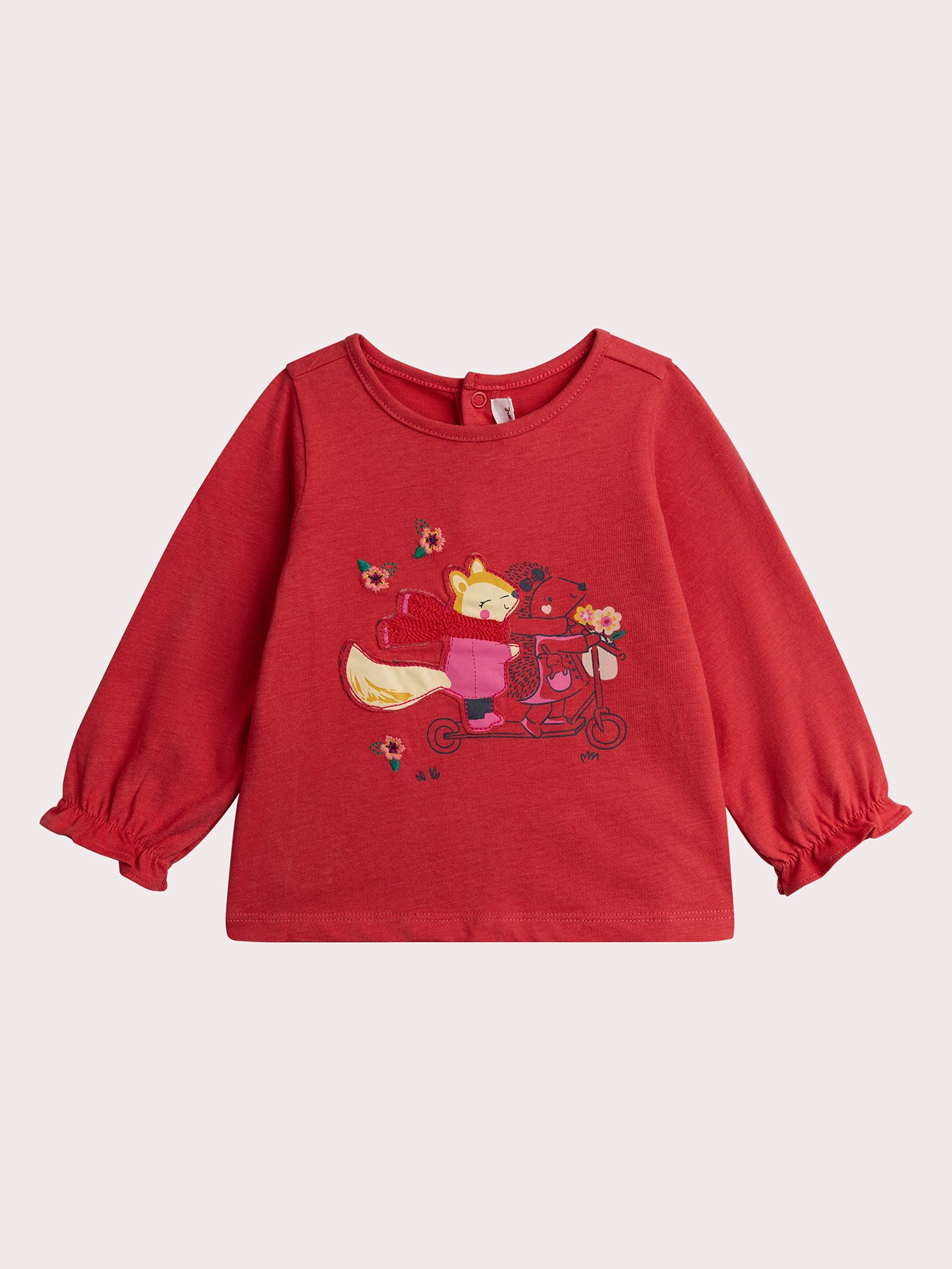 T-Shirt a Maniche Lunghe con Animazione Animali per Bambina