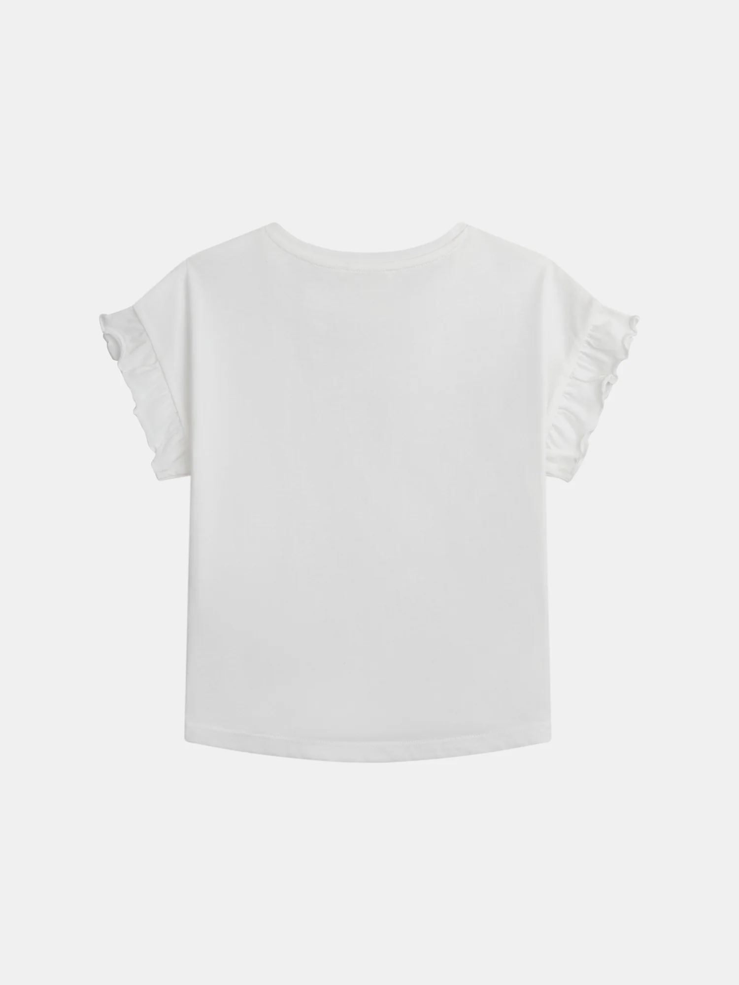 T-shirt ecru con animazione gelato in paillettes per ragazze - Image 5