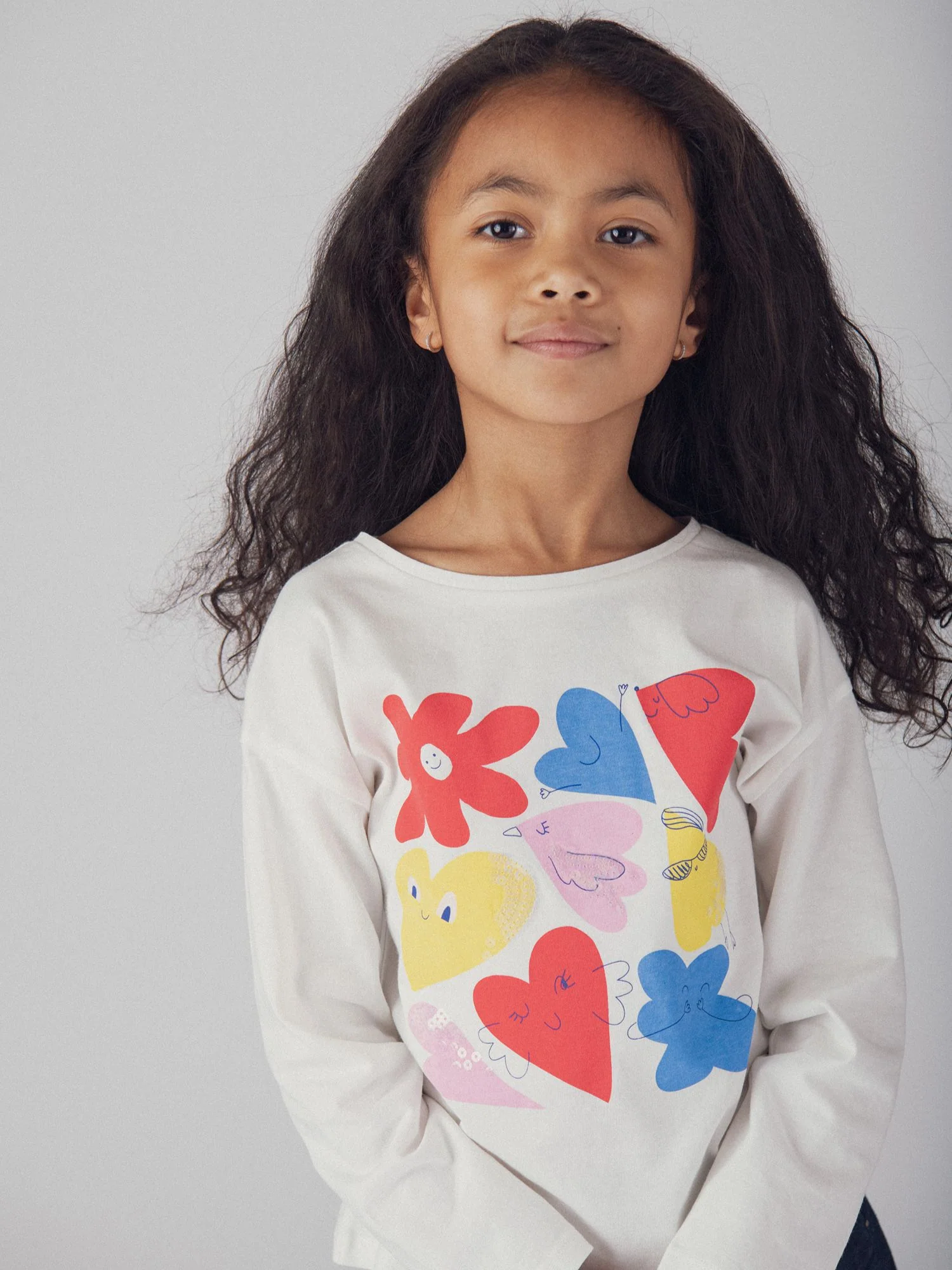 T-Shirt a Manica Lunga Ecru con Animazioni Colorate per Ragazza - Image 2