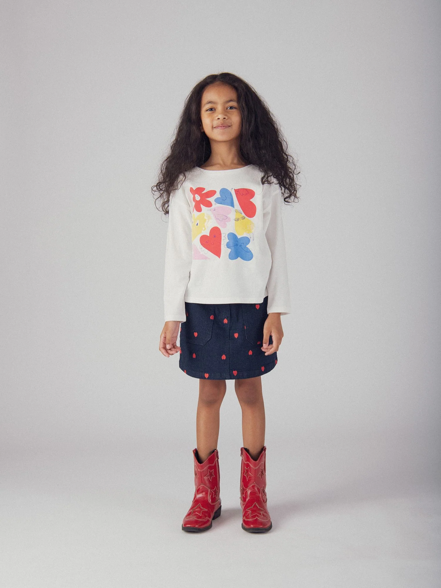 T-Shirt a Manica Lunga Ecru con Animazioni Colorate per Ragazza - Image 3
