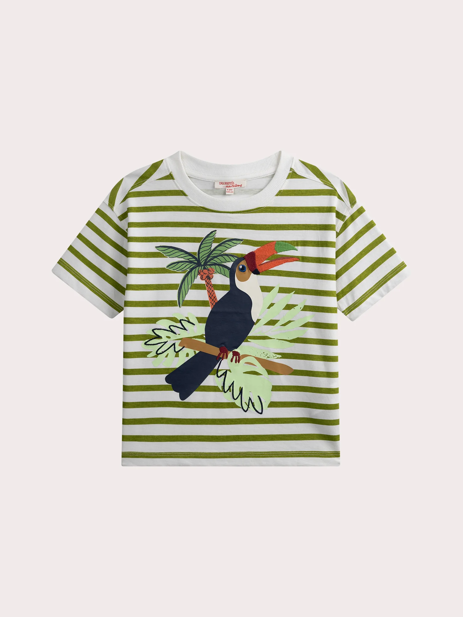 T-shirt a righe flame con animazione pappagallo