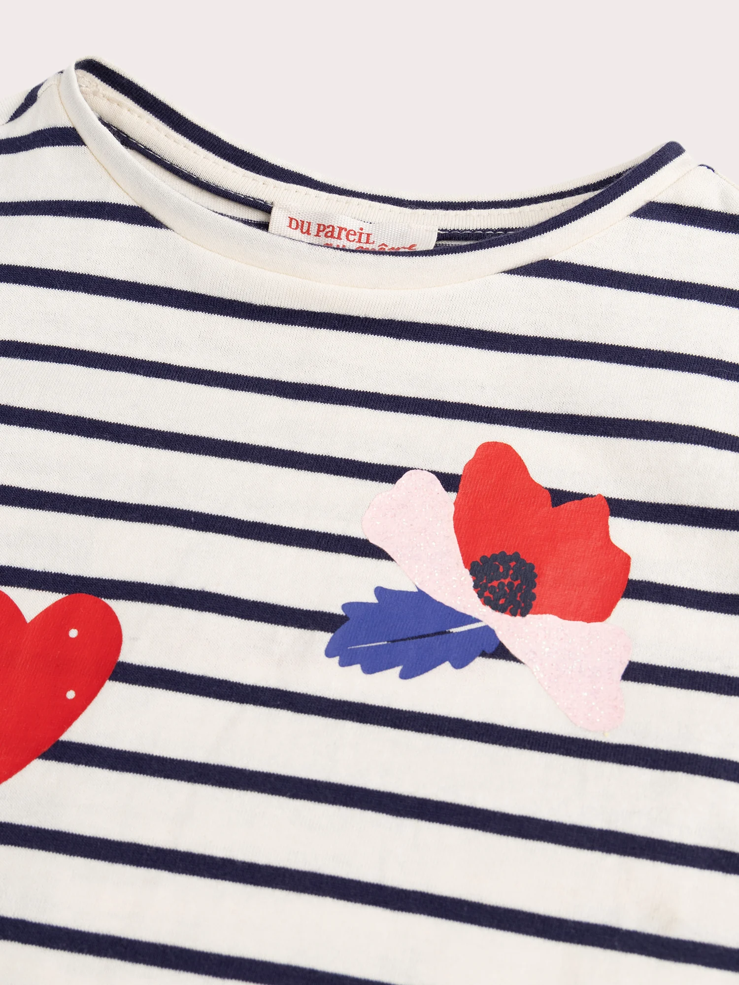 T-shirt a strisce fantasia con maniche in tulle - Image 2