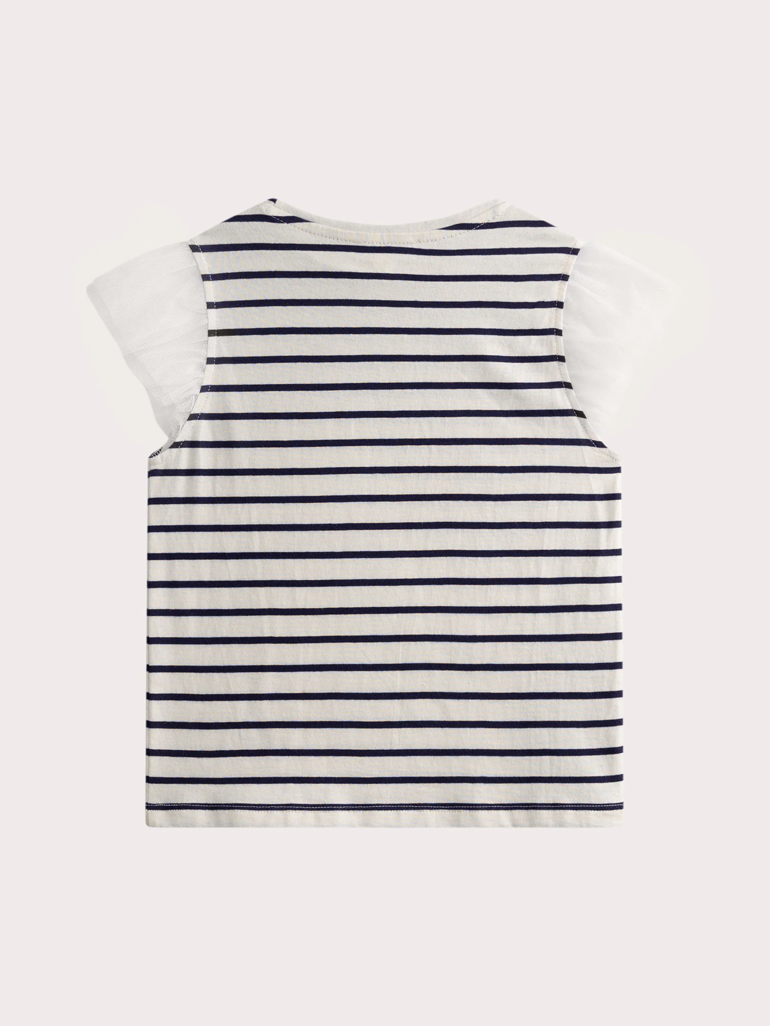 T-shirt a strisce fantasia con maniche in tulle - Image 4