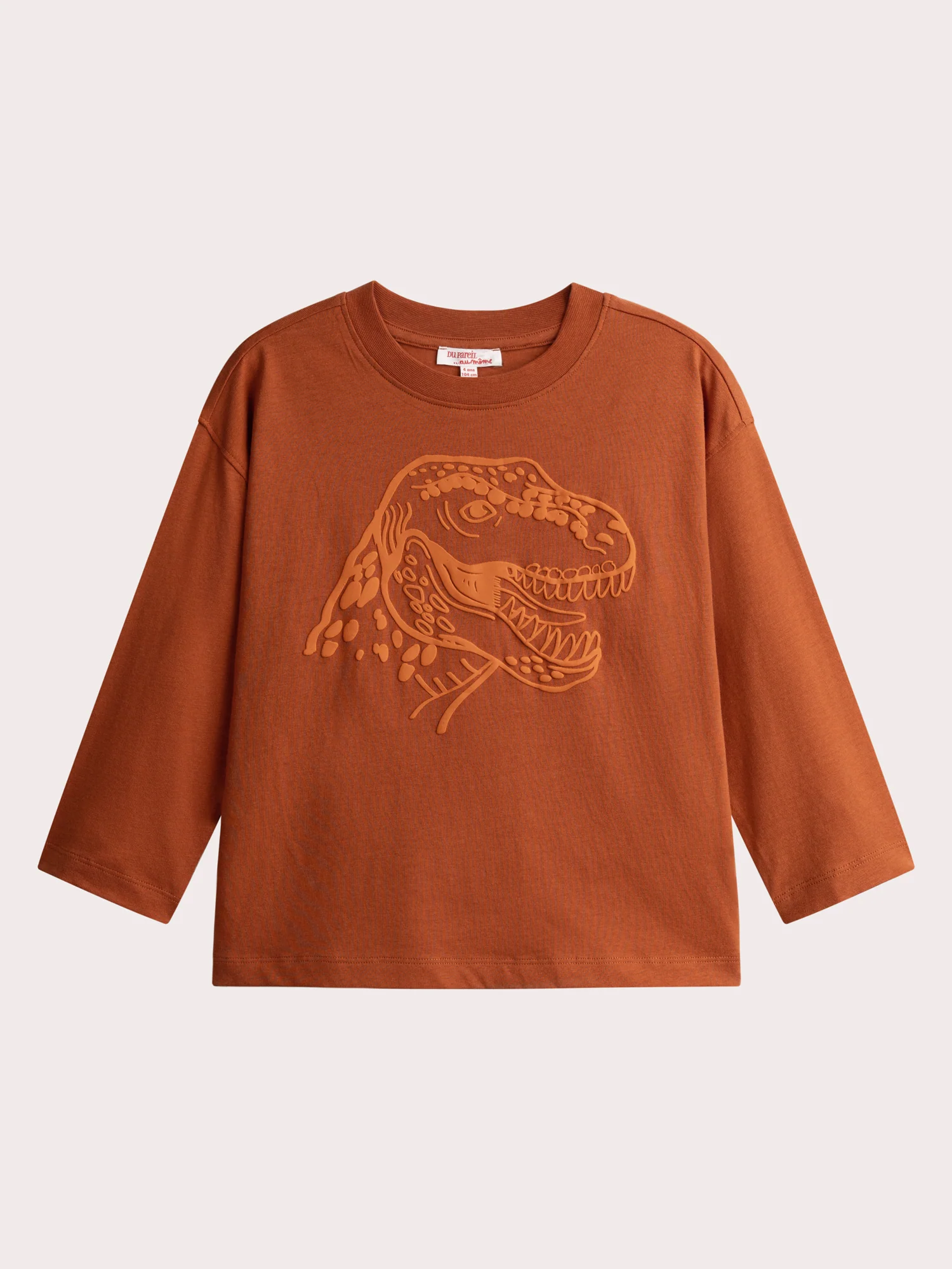 T-shirt arancione con animazione dino per ragazzi