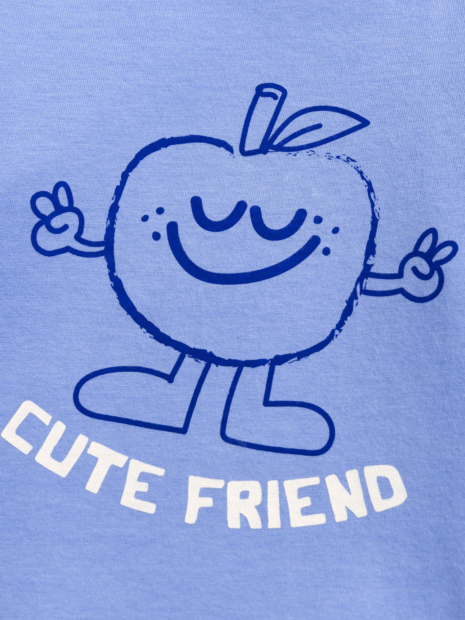 T-shirt Blu Pastello con Motivo di Mela per Bambino - Image 2