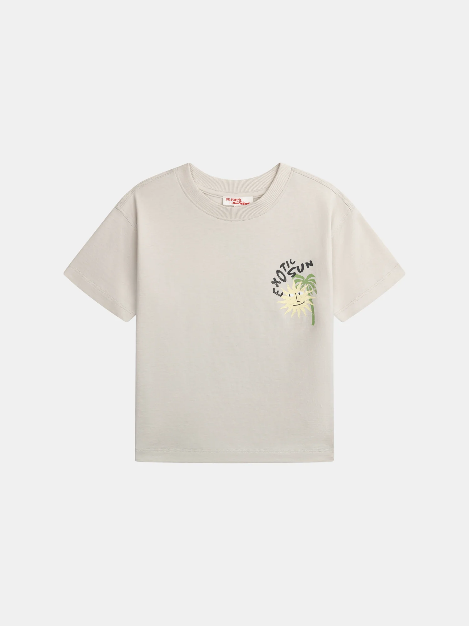 T-shirt beige con animazione "Exotic Sun" per ragazzi