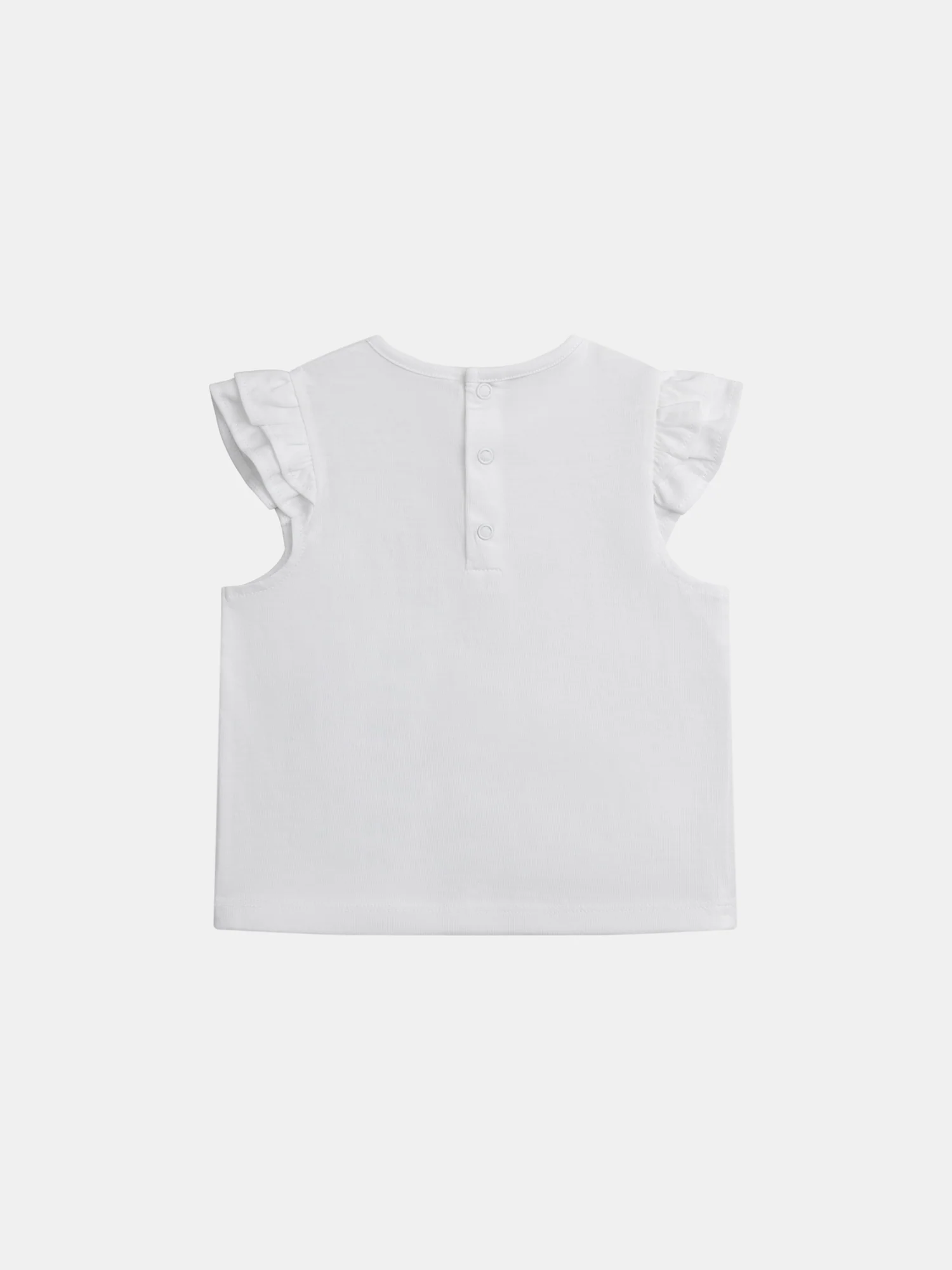 T-shirt bianca con volant e stampa "What a lovely day!" per bambine - Image 3