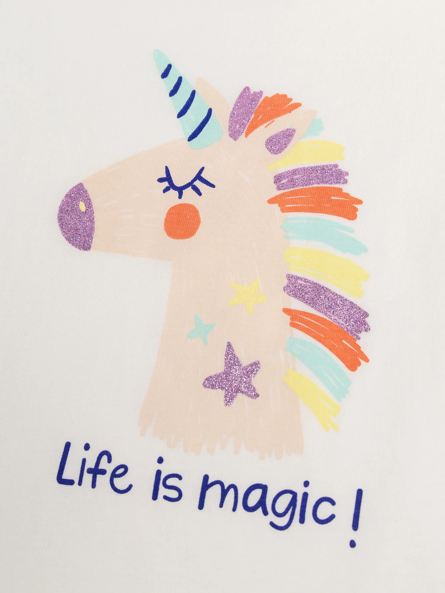 T-shirt bianca maniche corte animazione unicorno - Image 2