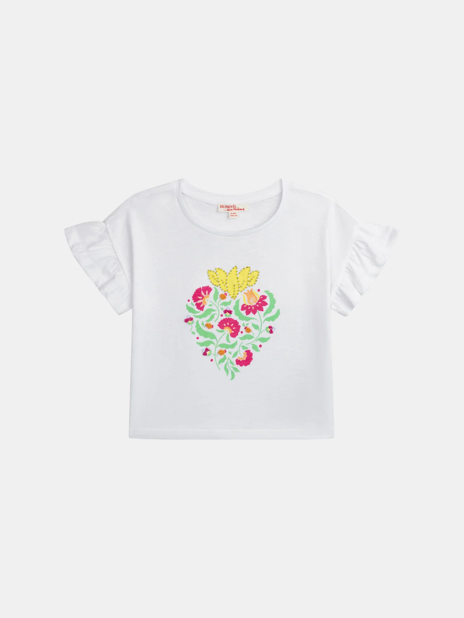 T-shirt bianca con animazione a cuore per ragazze