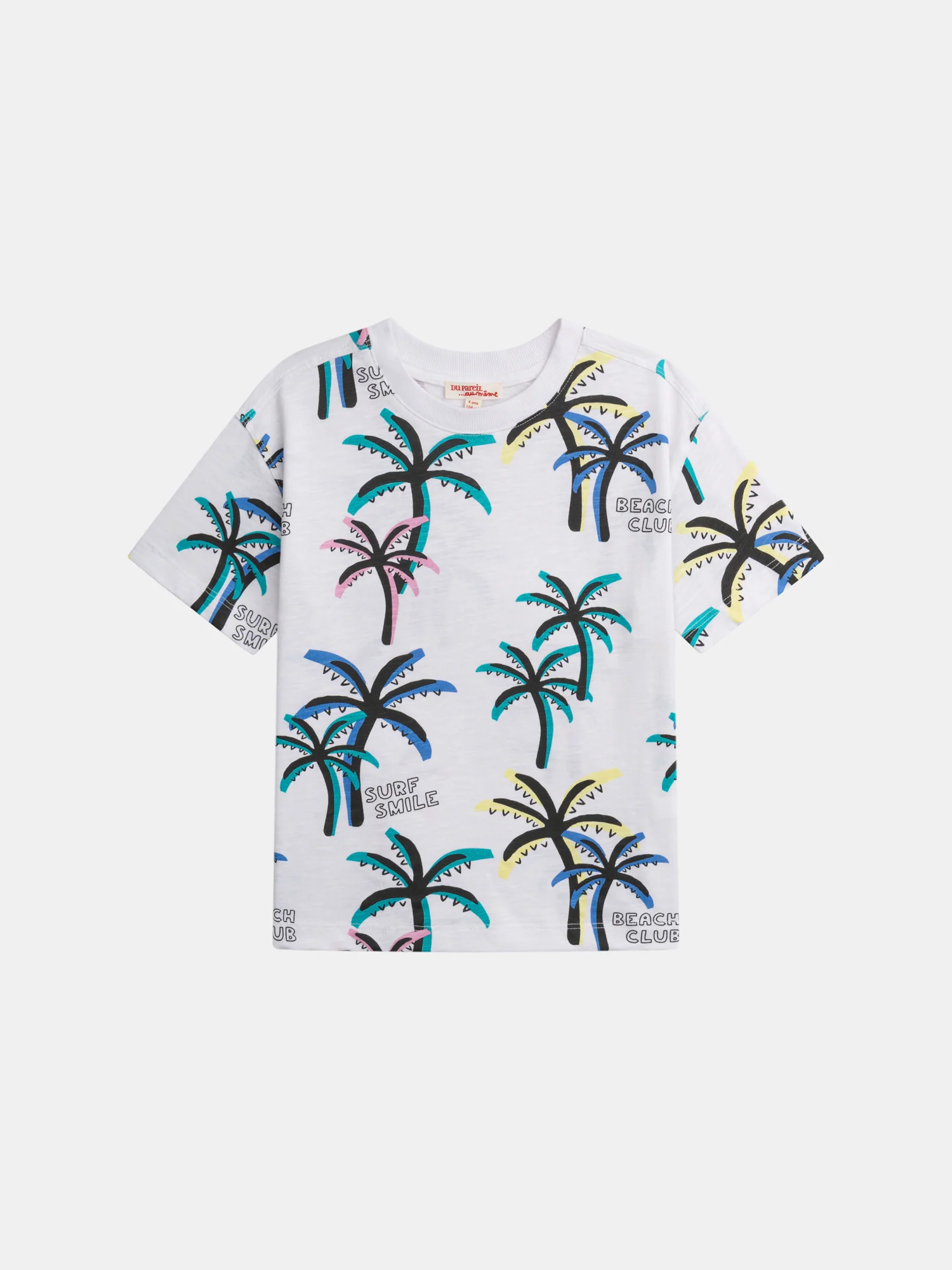 T-shirt bianca con stampa di palme per ragazzi