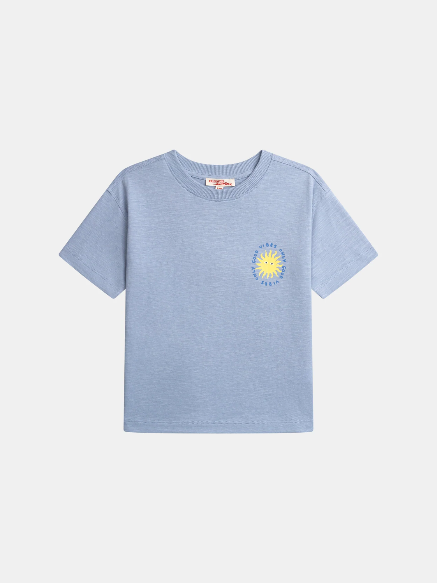 T-shirt blu con animazione del sole per ragazzi