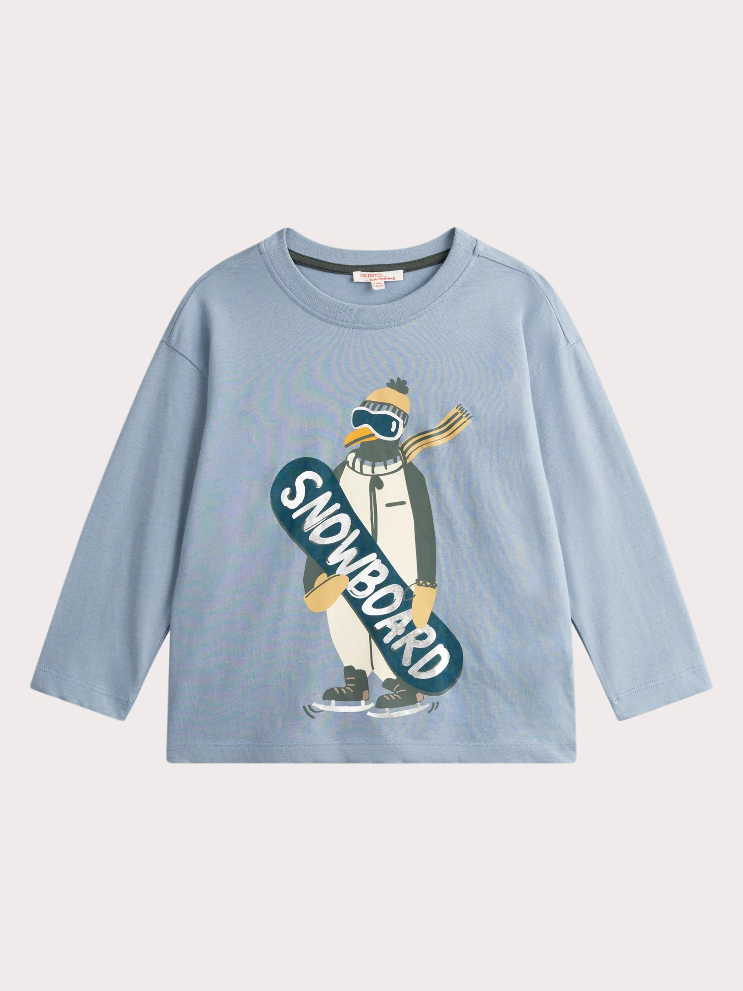 T-shirt Blu Cielo con Animazione di Pinguino per Bambini