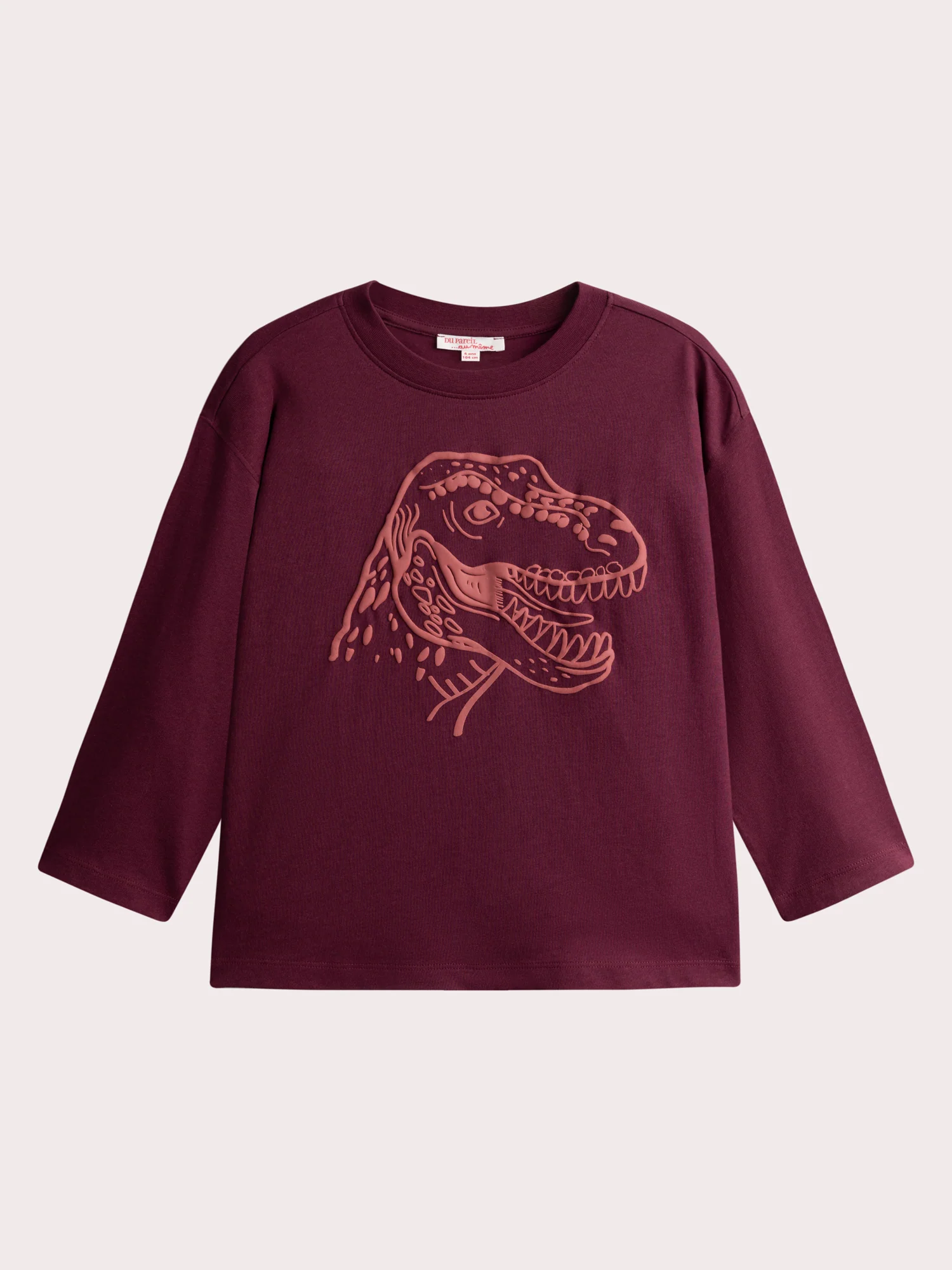 T-Shirt Bordeaux Animazione Dinosauro per Ragazzi