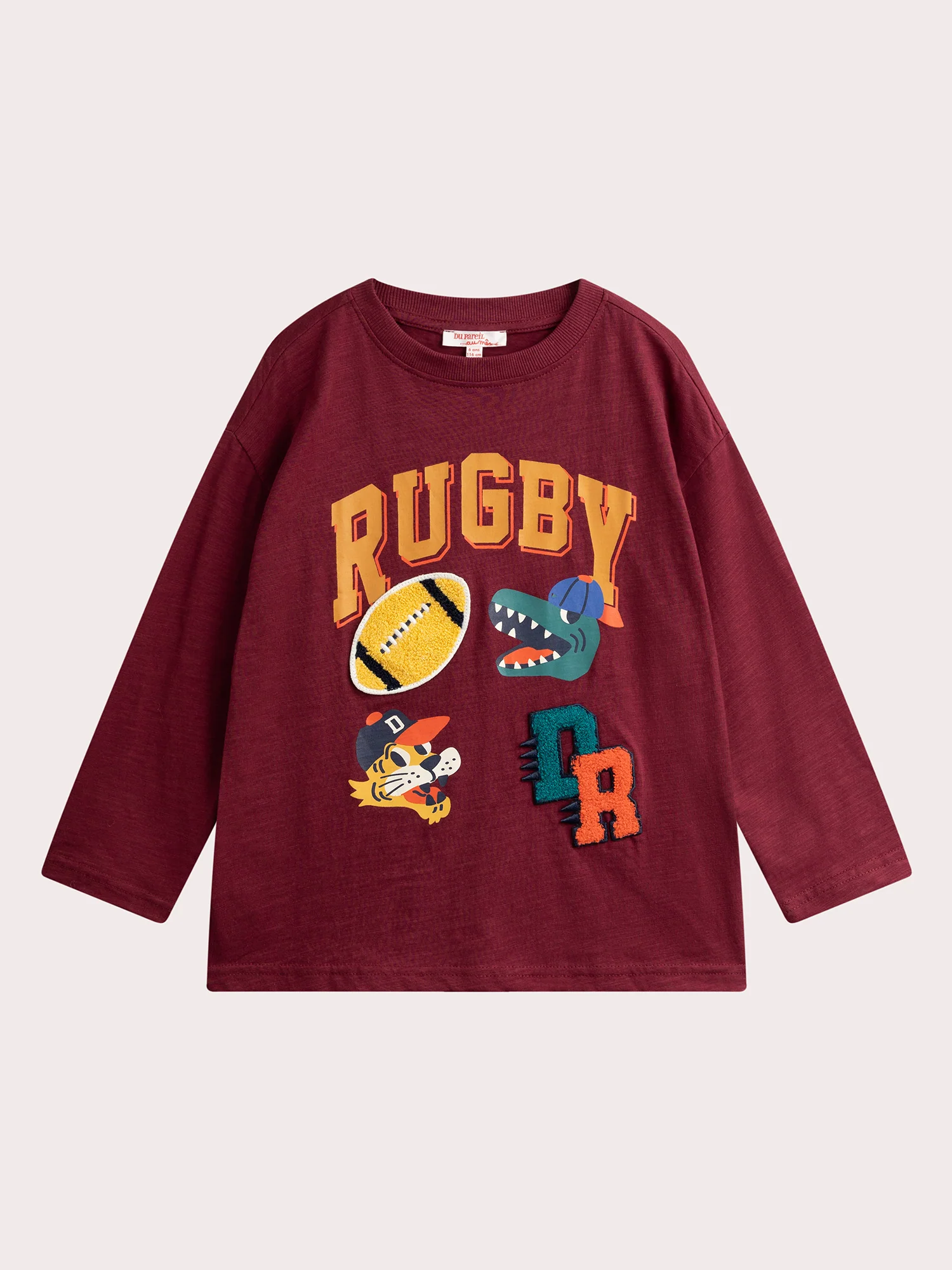 T-shirt bordeaux animazione rugby per ragazzi