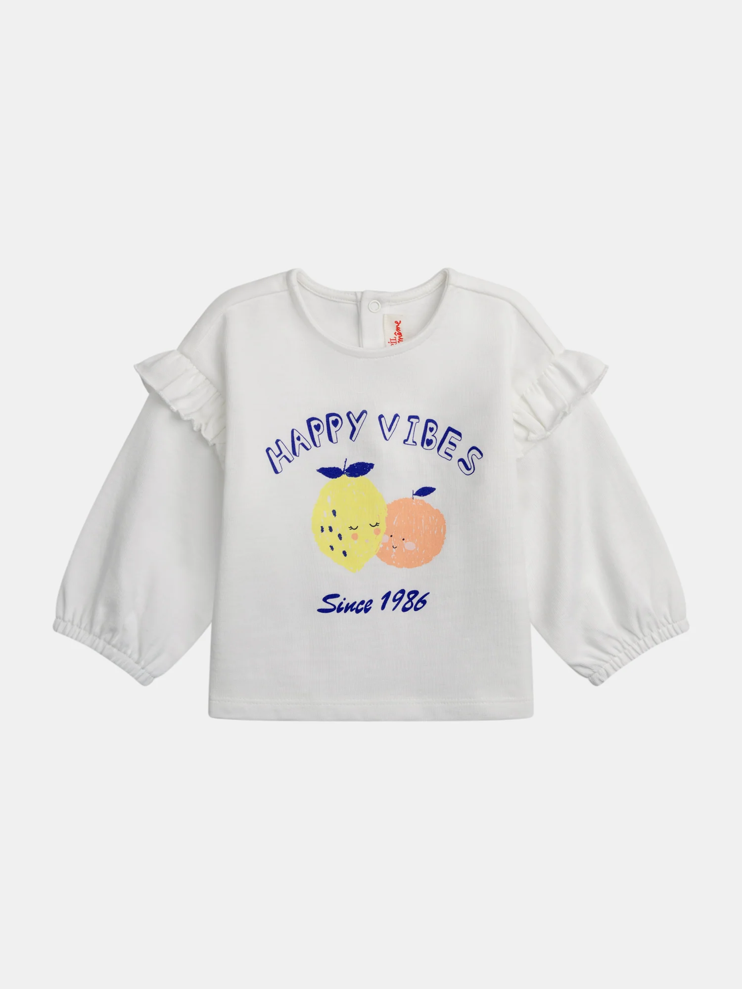 T-Shirt con Maniche Volant Motivo Frutta per Bambina