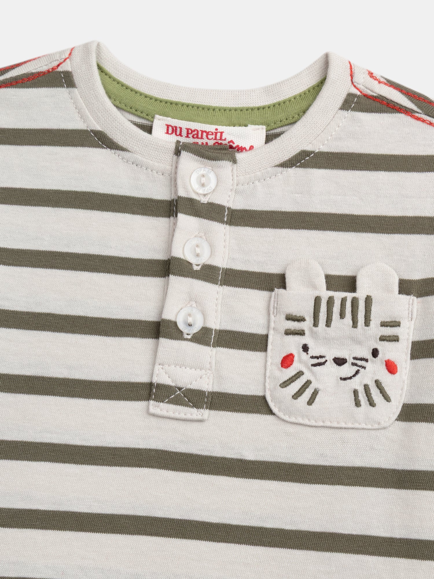 T-shirt a righe beige "Tigre" per bambino - Image 5