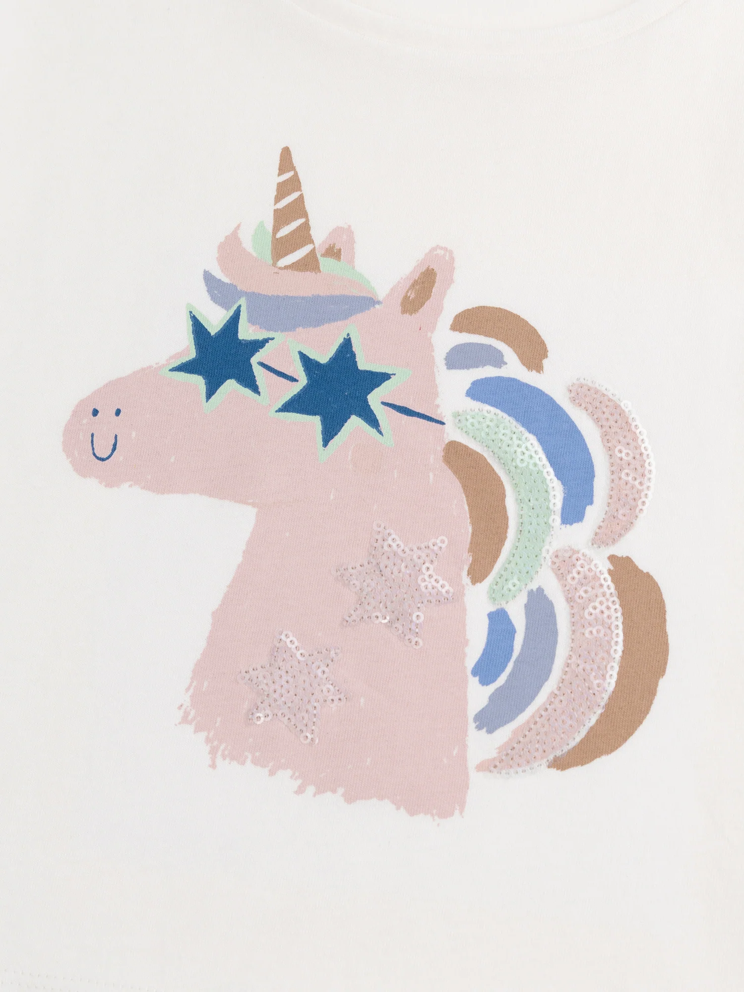 T-shirt crema con animazione di testa di unicorno per ragazze - Image 5