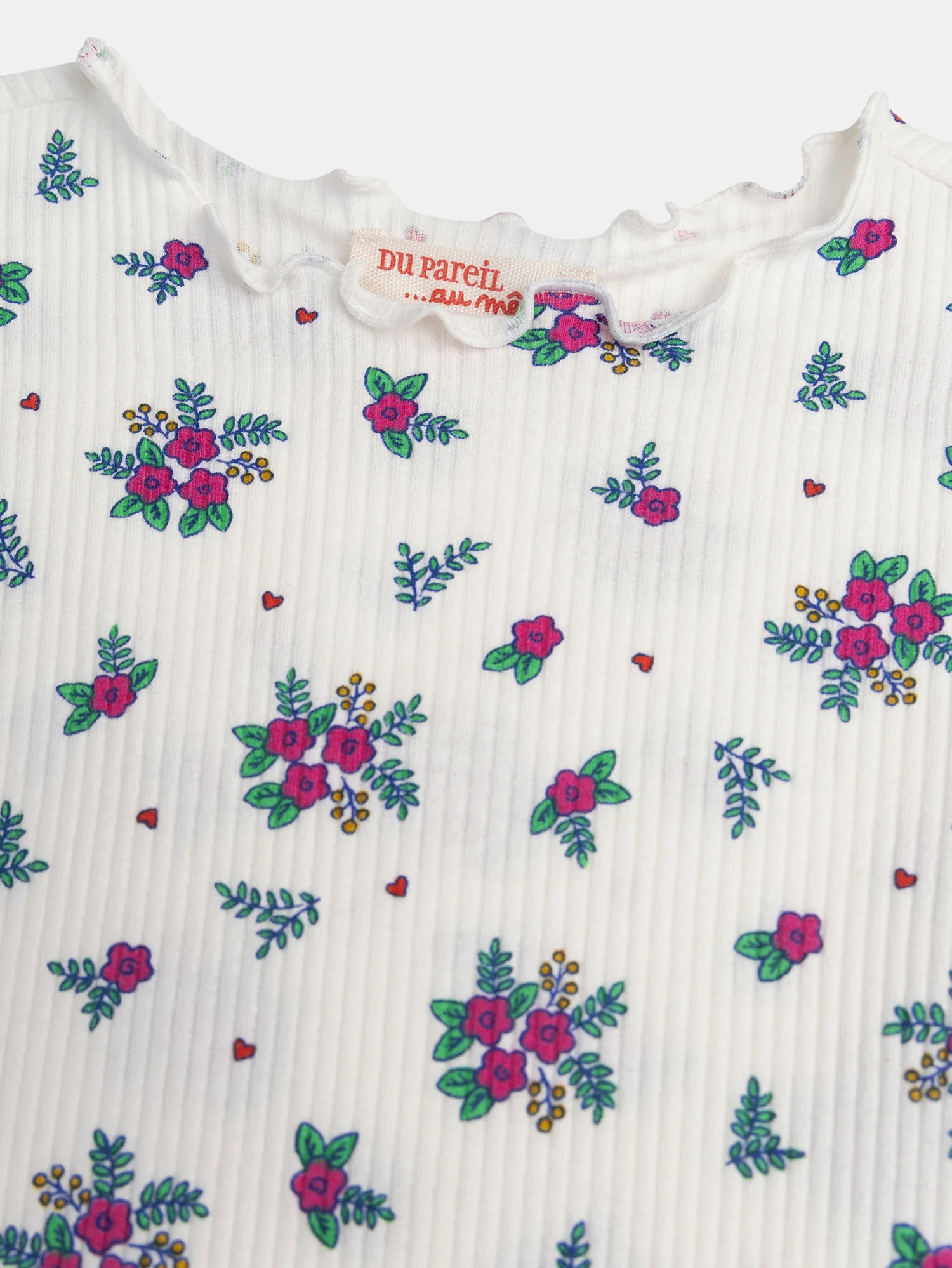 T-shirt ecru a maniche lunghe con stampa floreale - Image 2