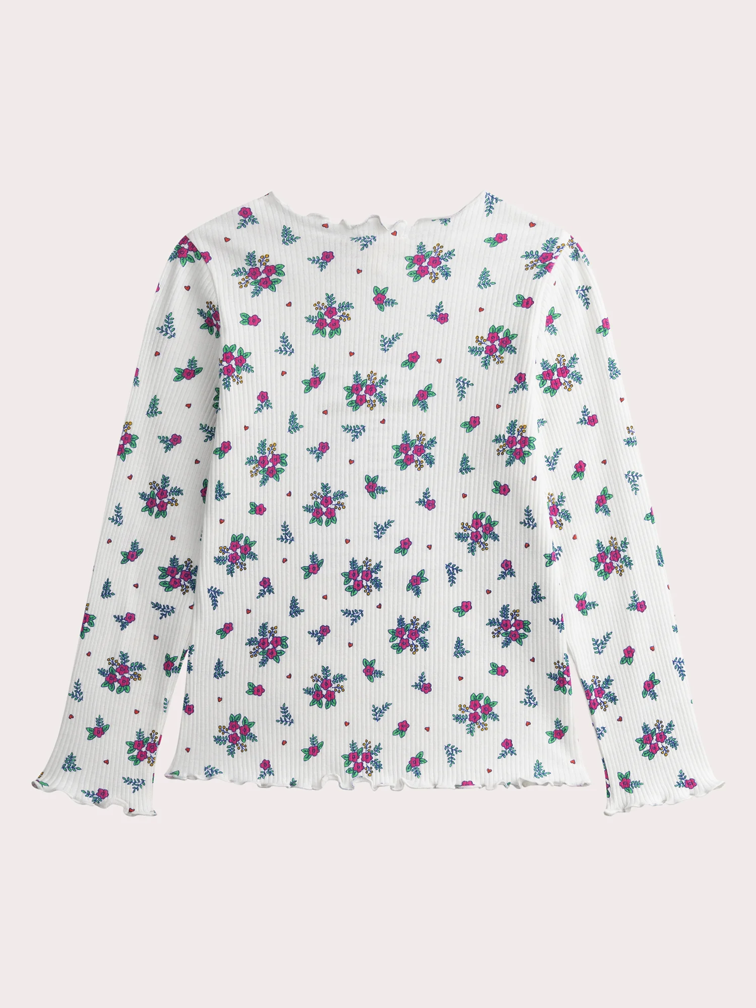 T-shirt ecru a maniche lunghe con stampa floreale - Image 3